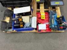 LOT OF PNUEMATIC TOOLS & ACCESSORIES: pneumatic bandsaw, pneumatic filters, pistol grip grease gun,
