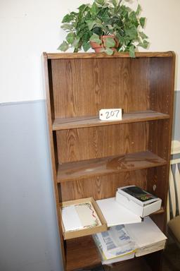 Wood shelf & contents