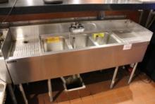 Stainless 3 Bay Bar Sink w Drying Racks