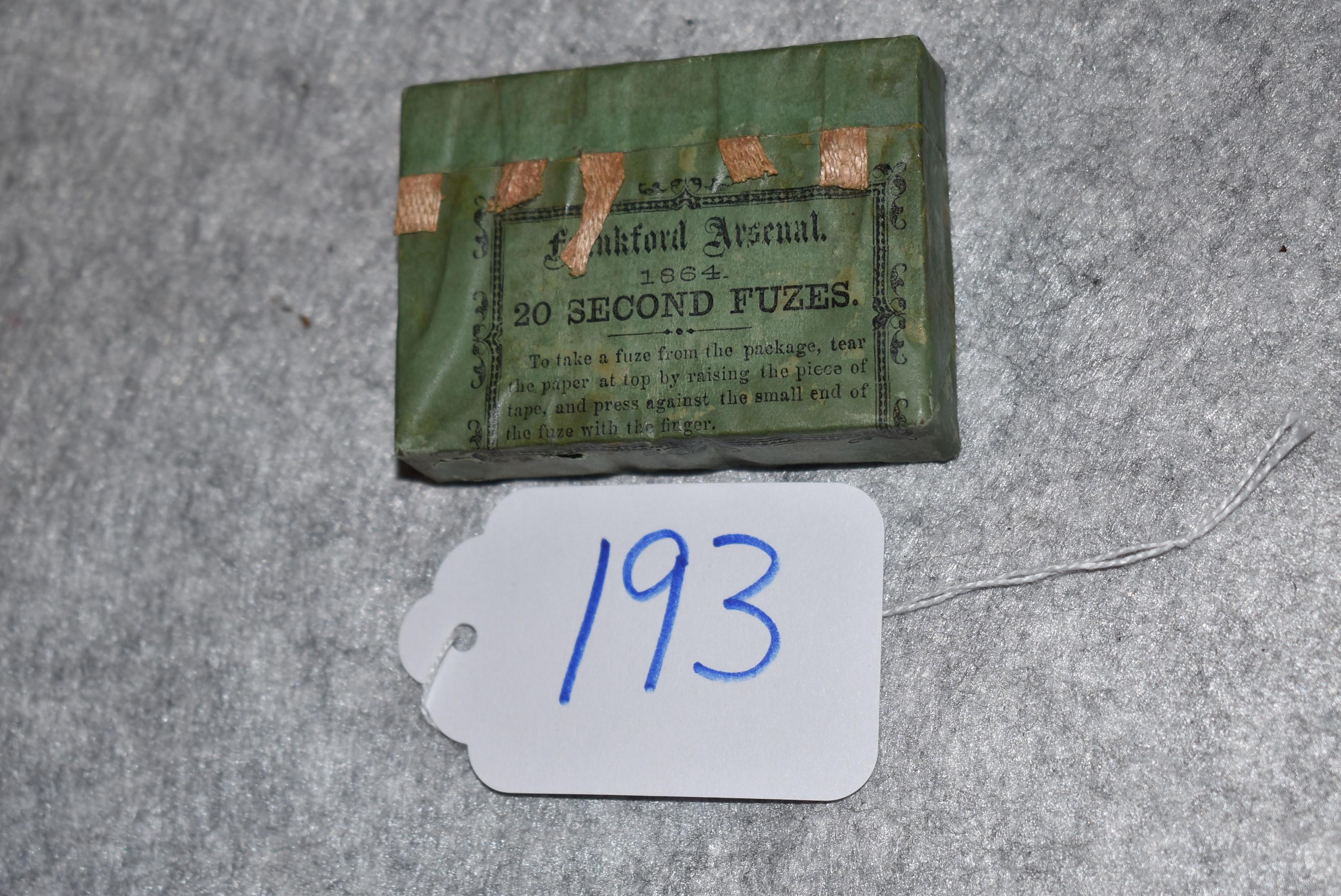 Sealed pack of five 20 second artillery fuzes