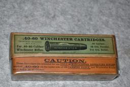 Winchester Repeating Arms Company – .40-60 Winchester Cal. 210 Grs. Cartridges 20ct. Box of Ammo – F
