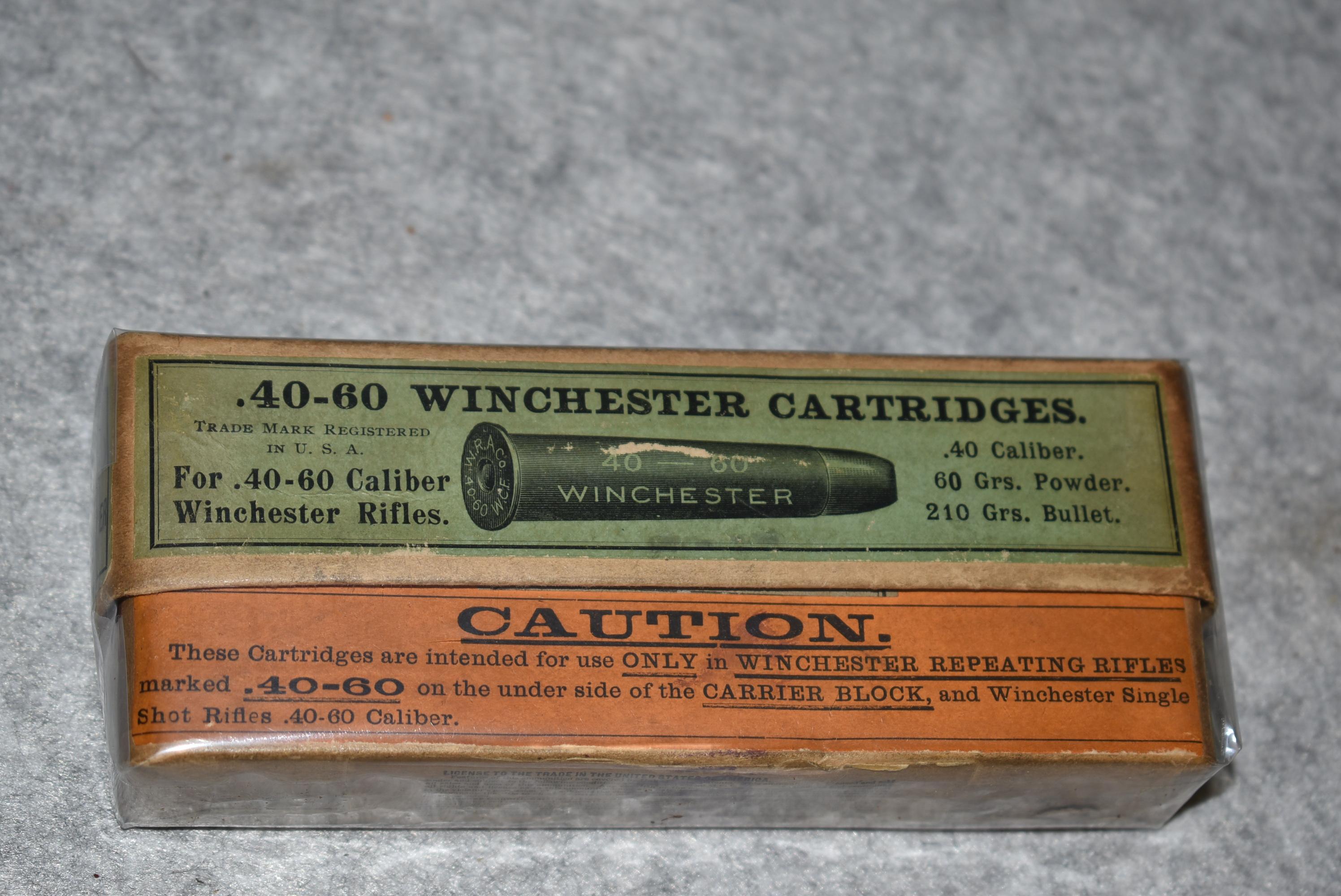 Winchester Repeating Arms Company – .40-60 Winchester Cal. 210 Grs. Cartridges 20ct. Box of Ammo – F