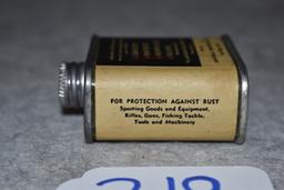 Ol’ Sarge Gun Oil Can – Red/White & Black Color – Appears Full