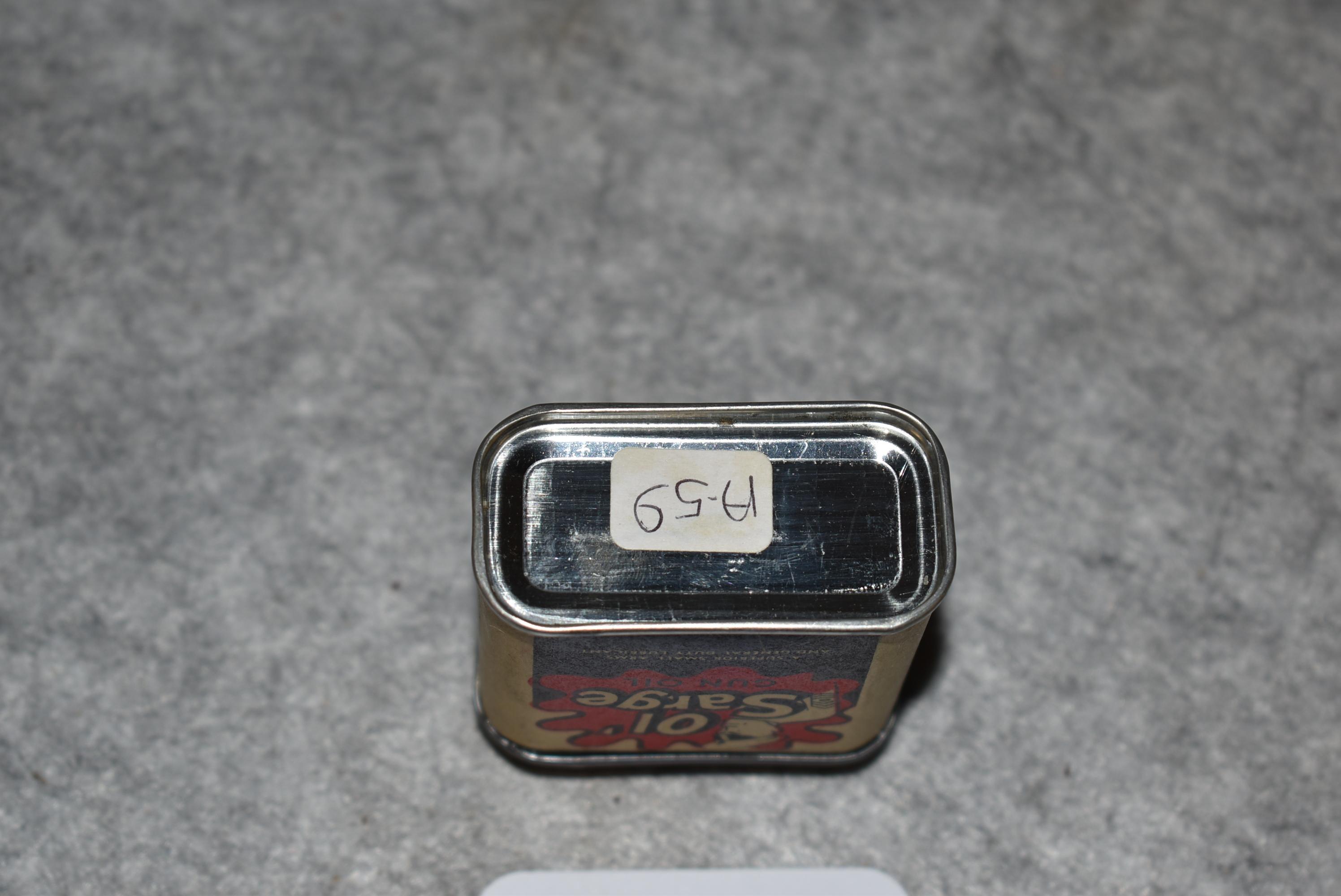 Ol’ Sarge Gun Oil Can – Red/White & Black Color – Appears Full