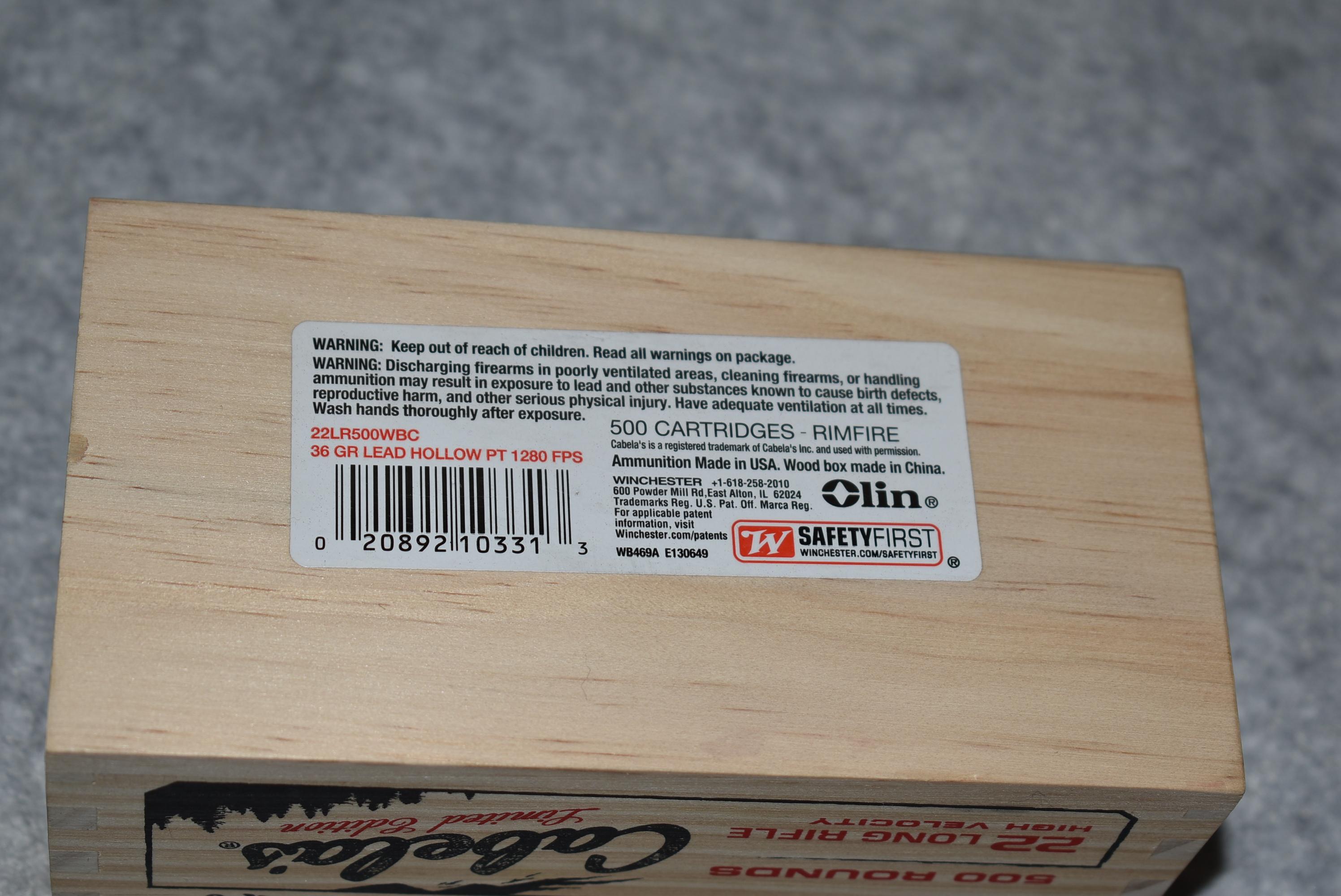 Winchester/Cabelas – Limited Edition Super X 22 Long Rifle Cal. 36 Grain High Velocity Box of Ammo –