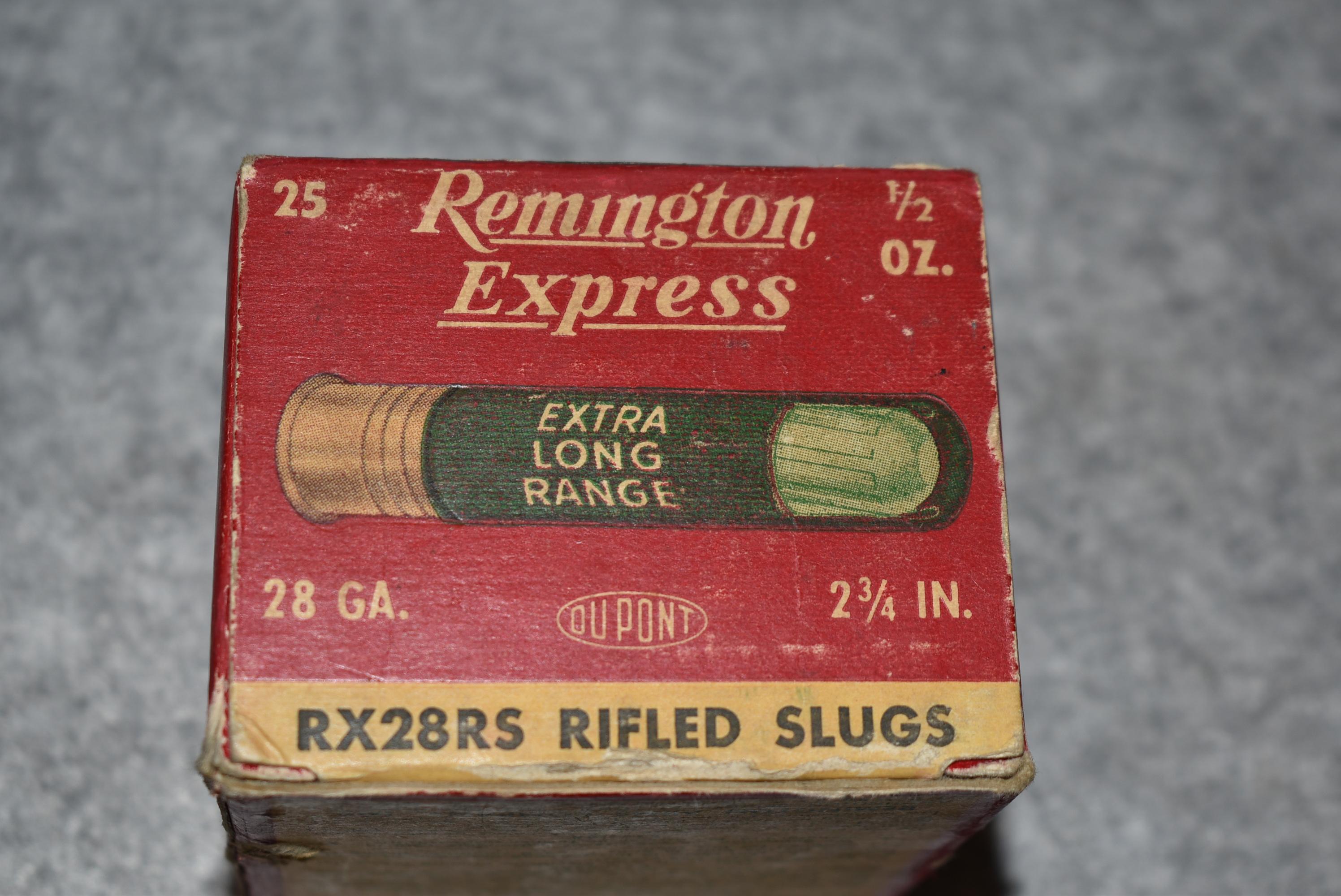 Remington – Express 28ga. 2 ¾” Extra Long Range (RX28RS) Rifled Slugs – ½ Oz. 25ct. Box of Ammo – Fu