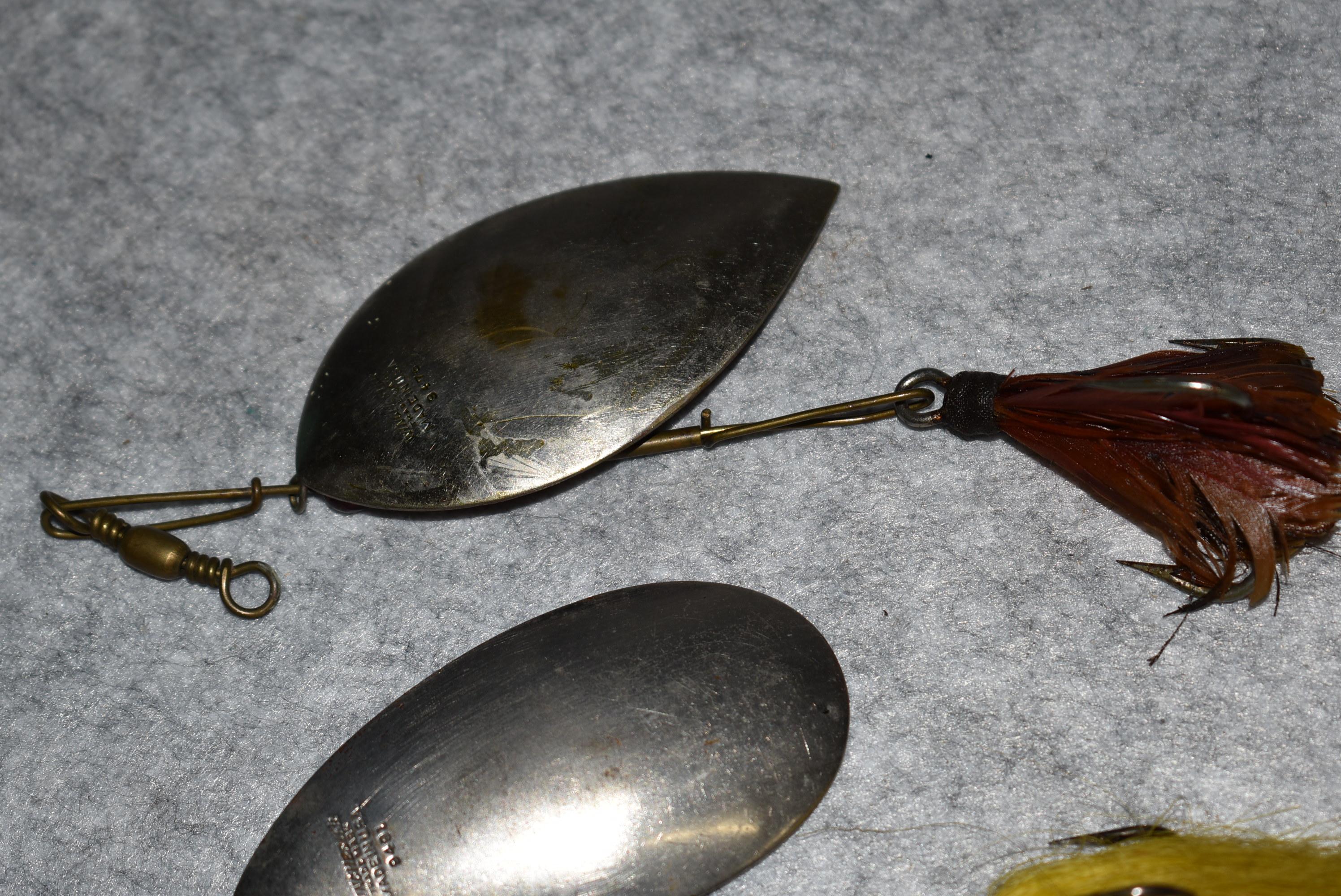 Grouping of 3 Winchester Fishing Lures – 1st is No. 9476 Dominion Spinner – 2nd is No. 9491 Muskellu
