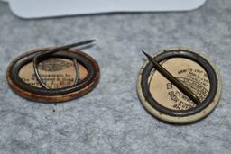 Pair of Remington Pin Backs – 1st is 7/8” in Diameter – “UMC” “Shoot .22 Smokeless Cartridges” – 2nd