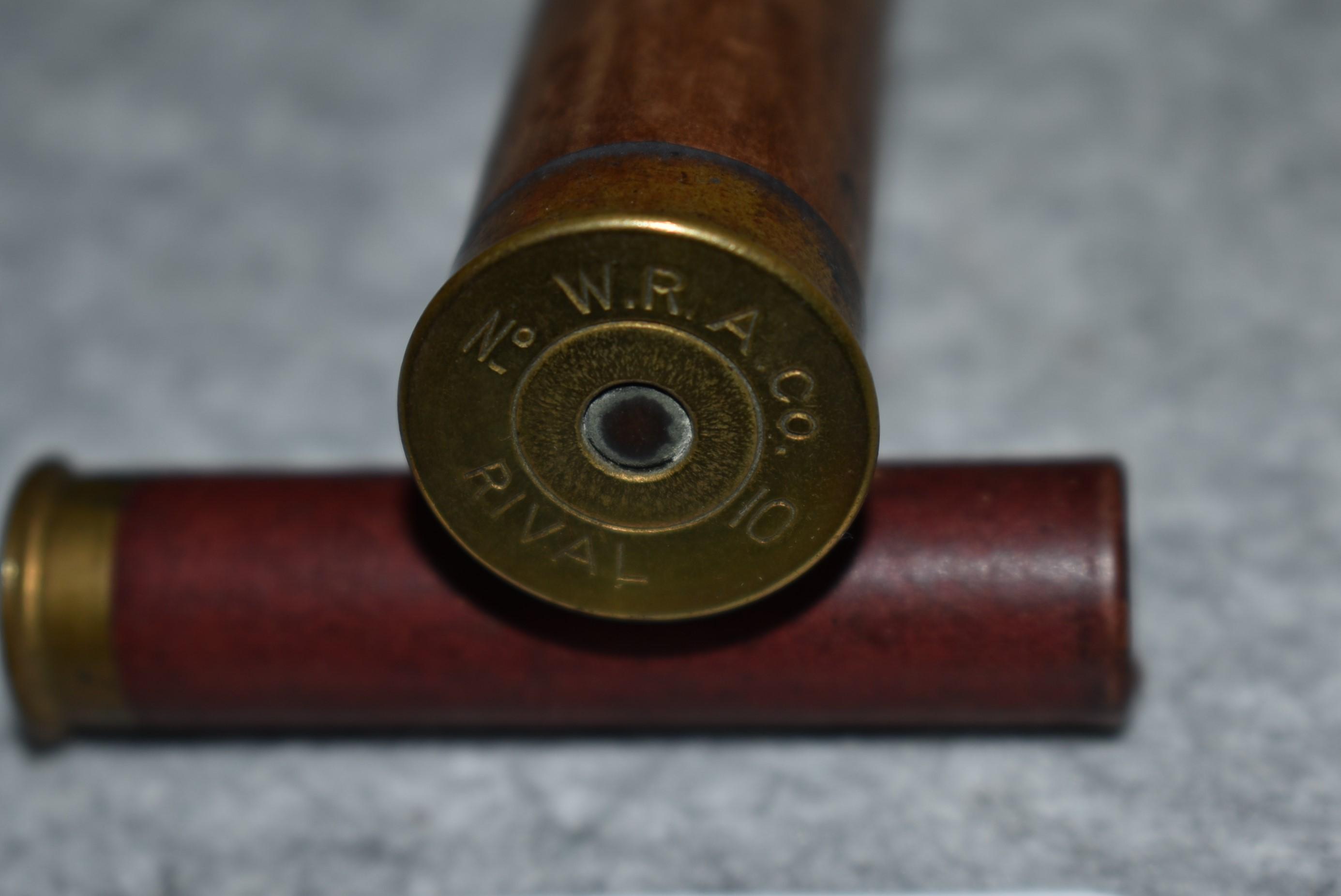 Pair of 2 Shot Shells – 1st is WRA Co. 10ga. Rival – 2nd is Rem. 32ga. 14mm Shot Shell