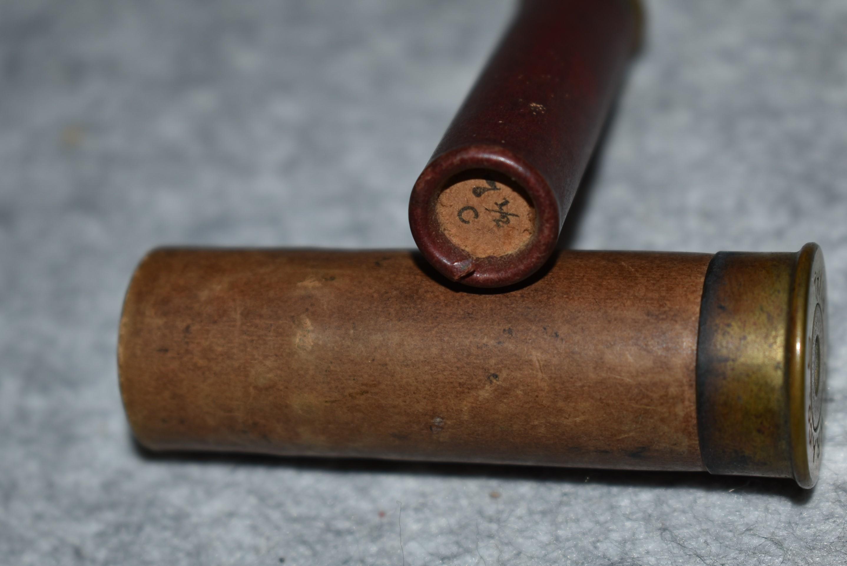 Pair of 2 Shot Shells – 1st is WRA Co. 10ga. Rival – 2nd is Rem. 32ga. 14mm Shot Shell