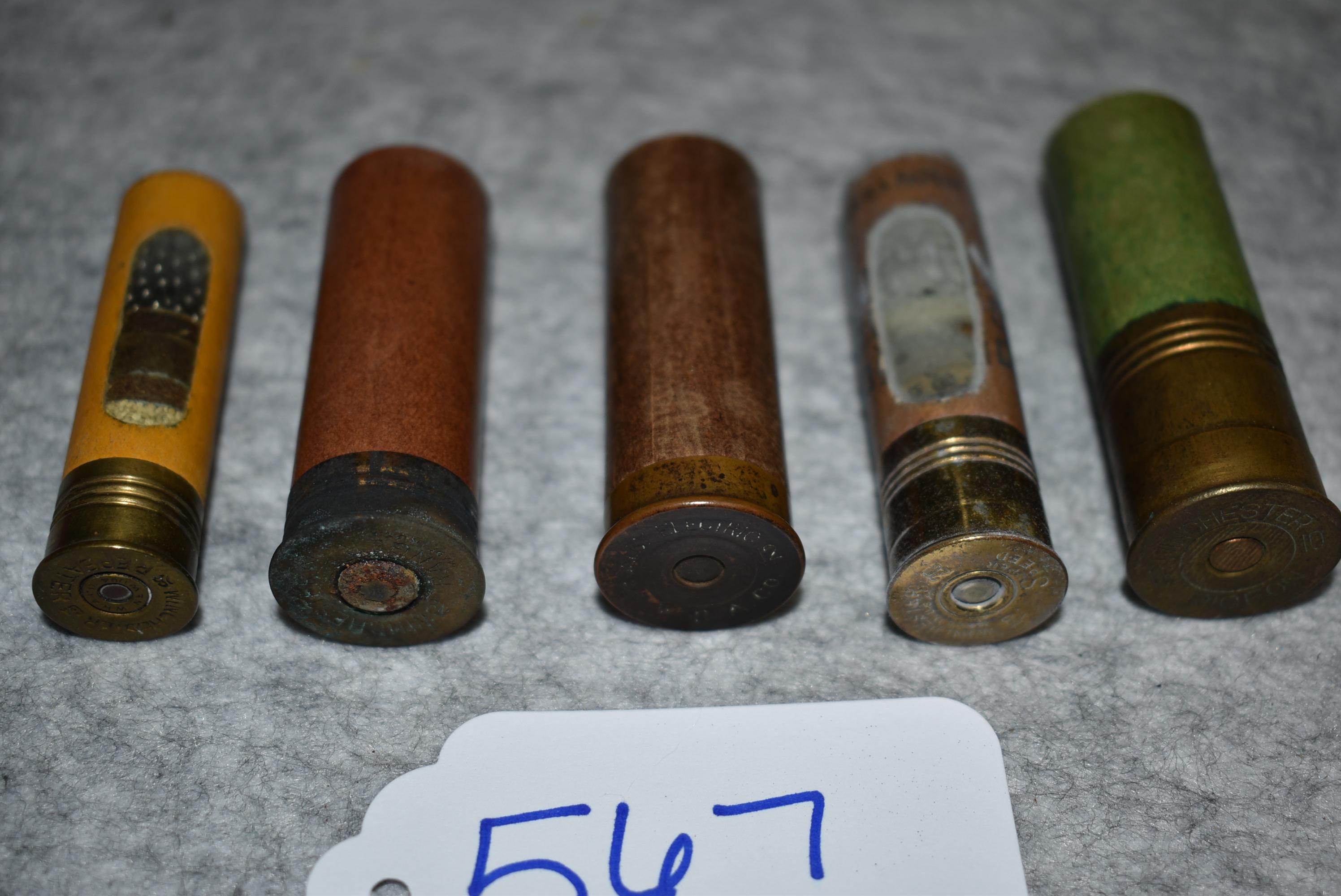 Grouping of 5 Shot Shells – 1st is Winchester 28ga. Repeater Window Shell – 2nd is WRA Co. Selby Ele