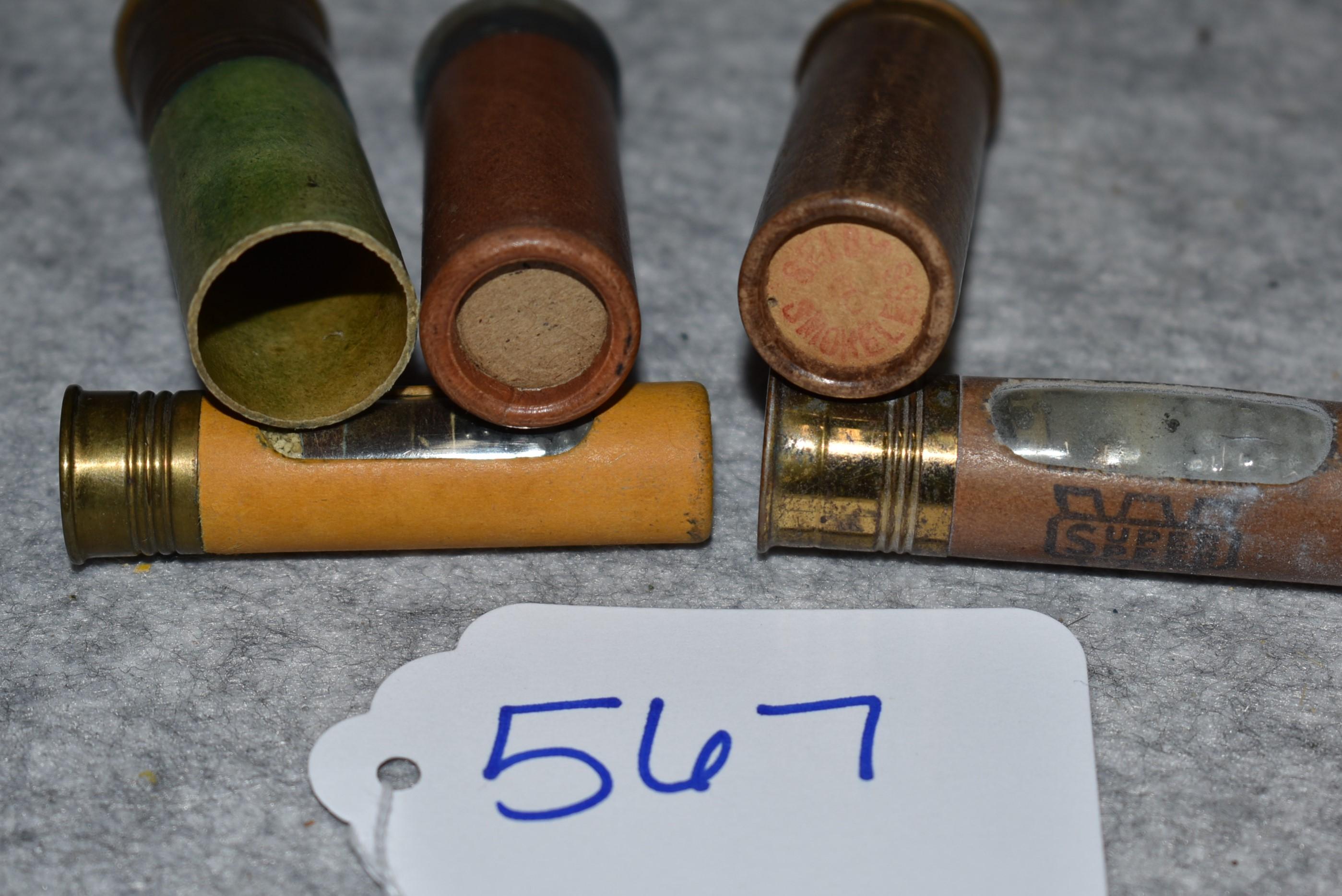 Grouping of 5 Shot Shells – 1st is Winchester 28ga. Repeater Window Shell – 2nd is WRA Co. Selby Ele