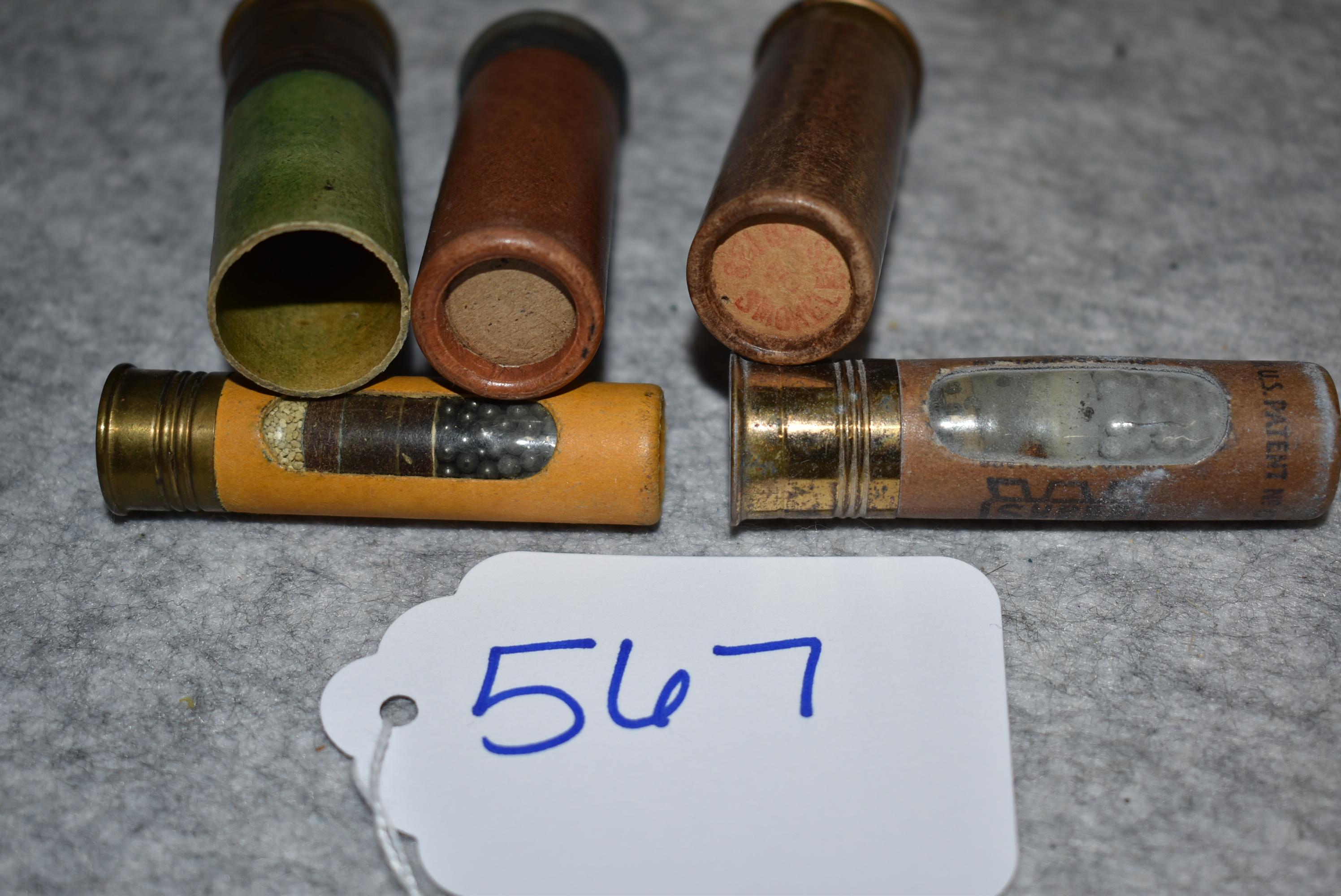 Grouping of 5 Shot Shells – 1st is Winchester 28ga. Repeater Window Shell – 2nd is WRA Co. Selby Ele