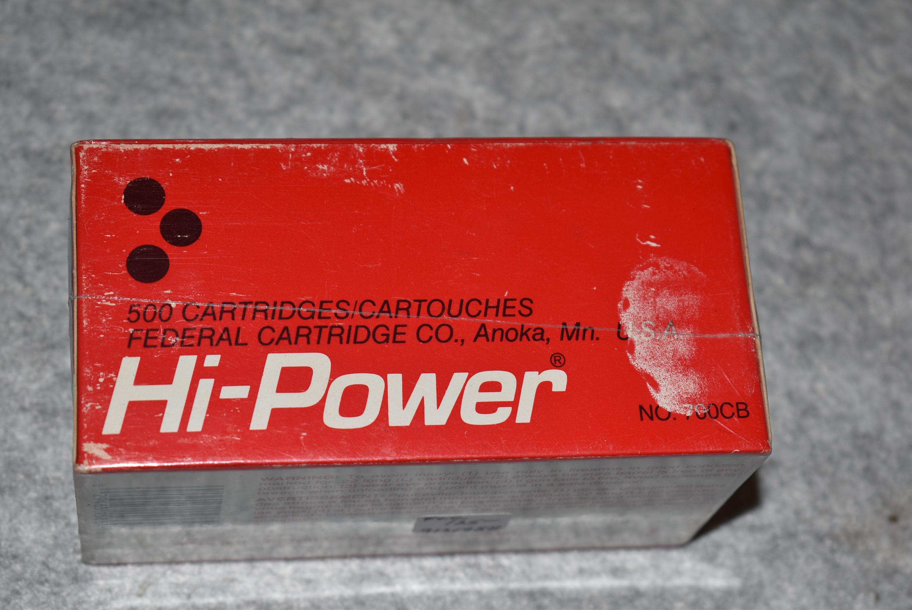 Federal Hi-Power – Hight Velocity 22 CB Long Cal. Full Brick of 10 Boxes of 50 Rounds – 500ct Total
