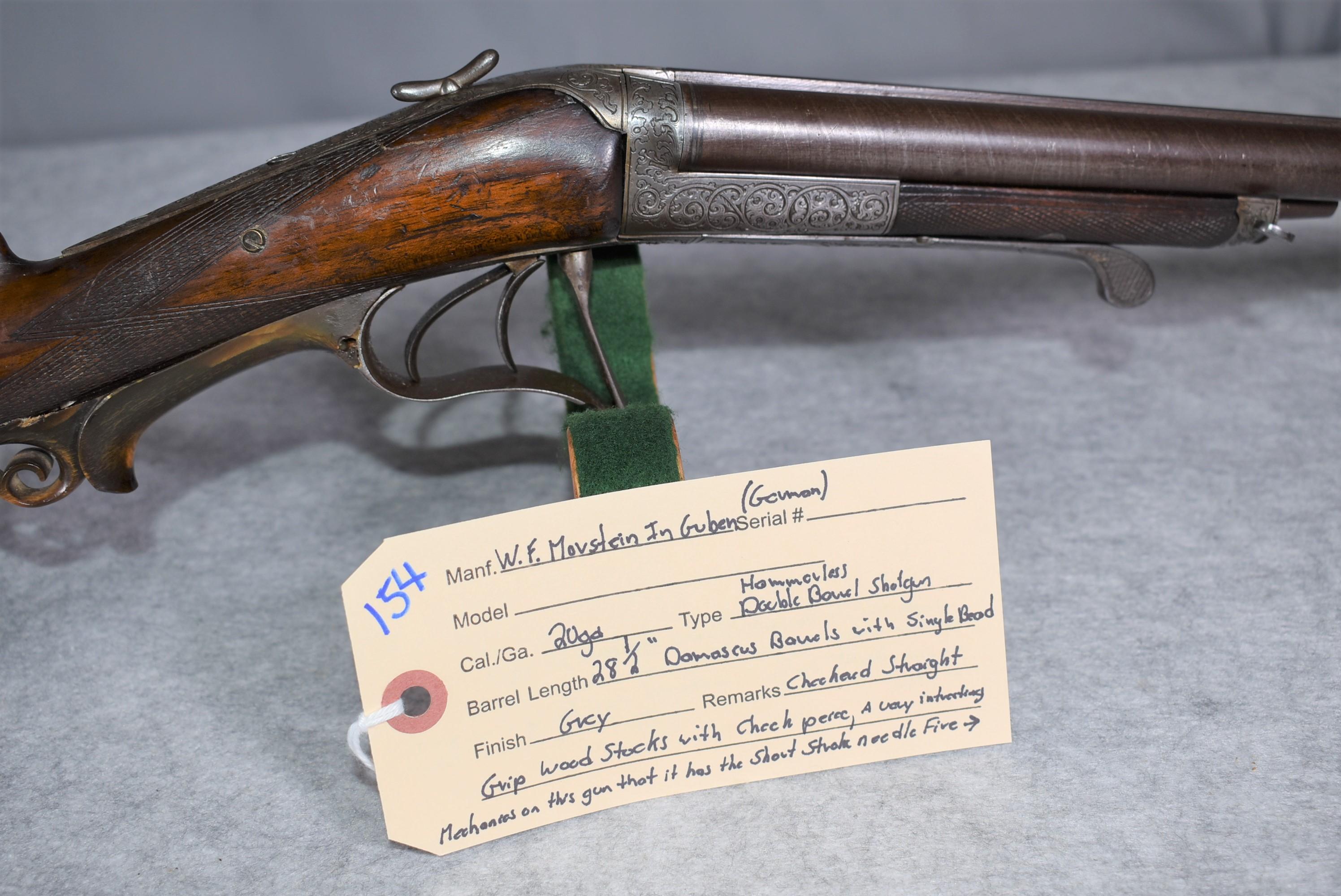 W.F. Morstein in Gubens (German) – 20ga. Hammerless Double Barrel Shotgun