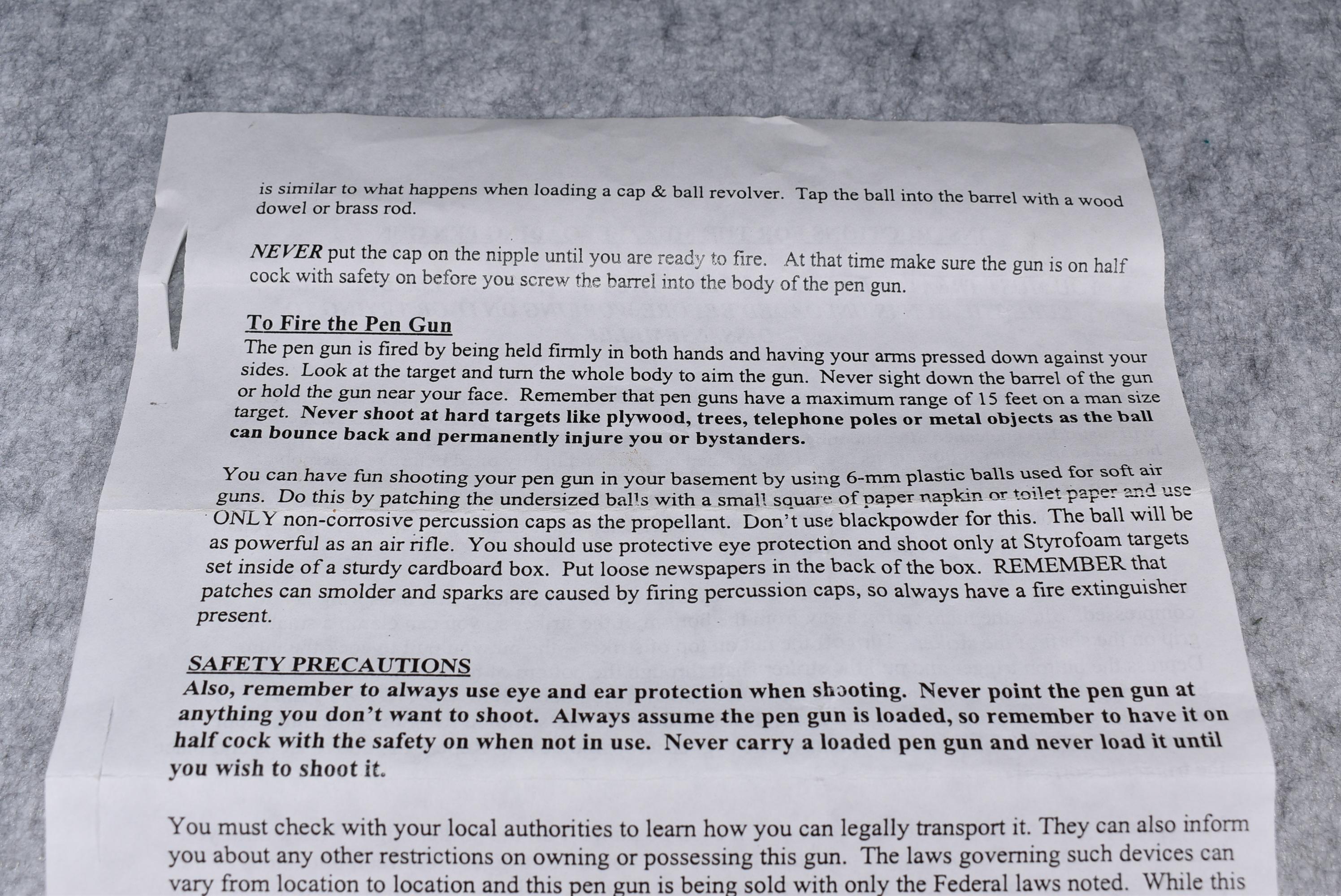 A.F.T. of Burnsville, MN – Muzzleloading Pen Gun