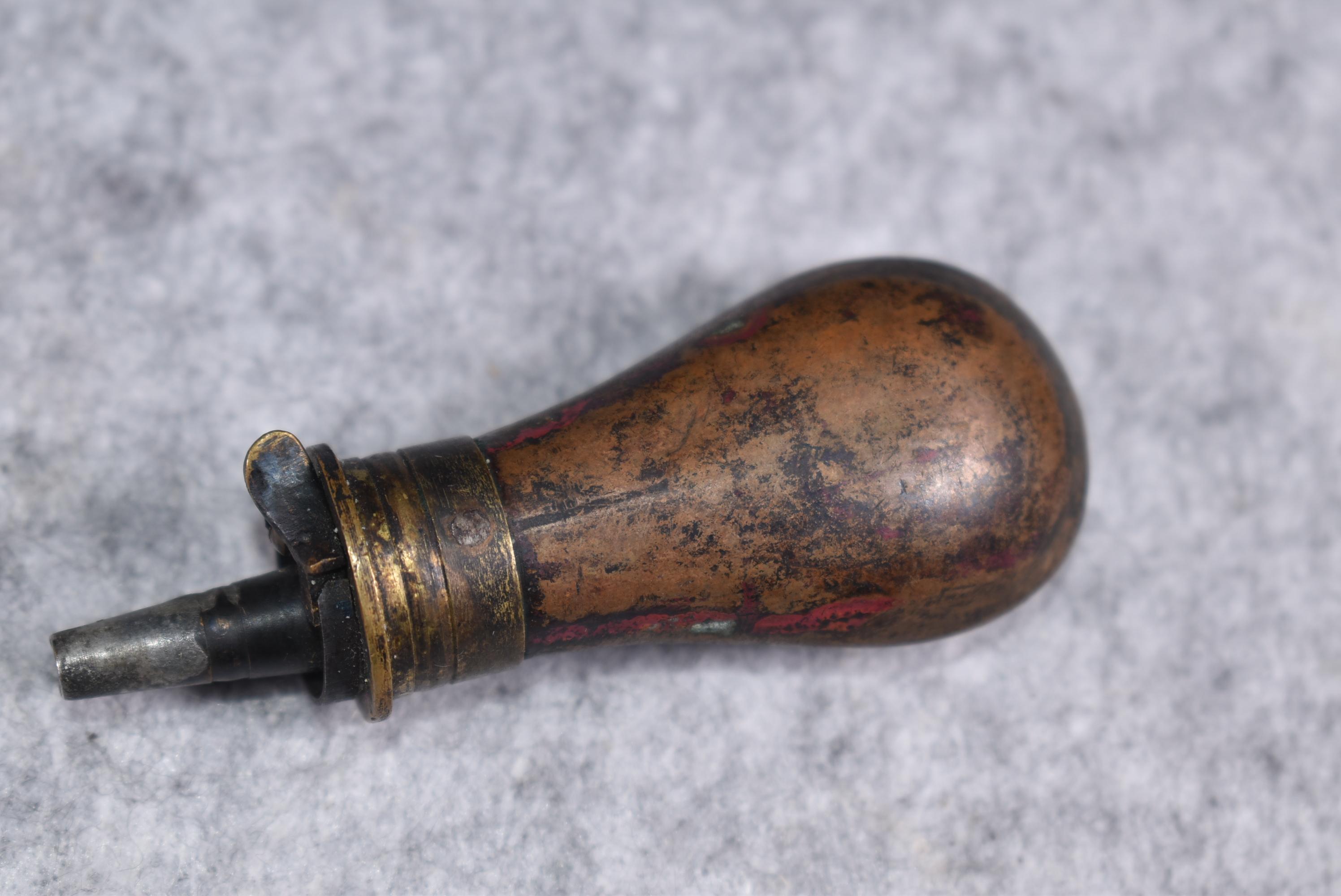 3 Small Powder Flasks – 2 Matching Marked Sykes