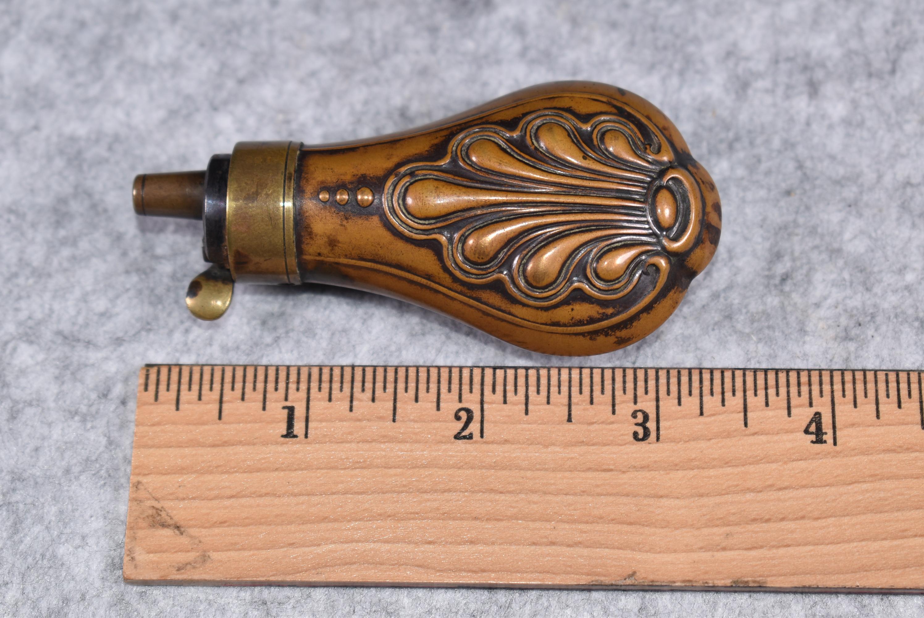 3 Small Powder Flasks – 2 Matching Marked Sykes