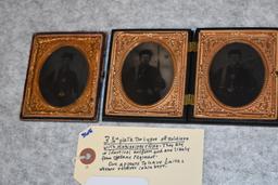 Lot of 3 1/6 Plate Tin Types of Soldiers w/Mississippi Rifles