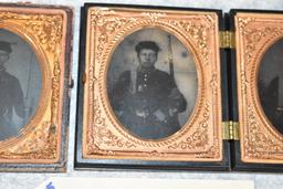 Lot of 3 1/6 Plate Tin Types of Soldiers w/Mississippi Rifles
