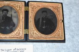 Lot of 3 1/6 Plate Tin Types of Soldiers w/Mississippi Rifles
