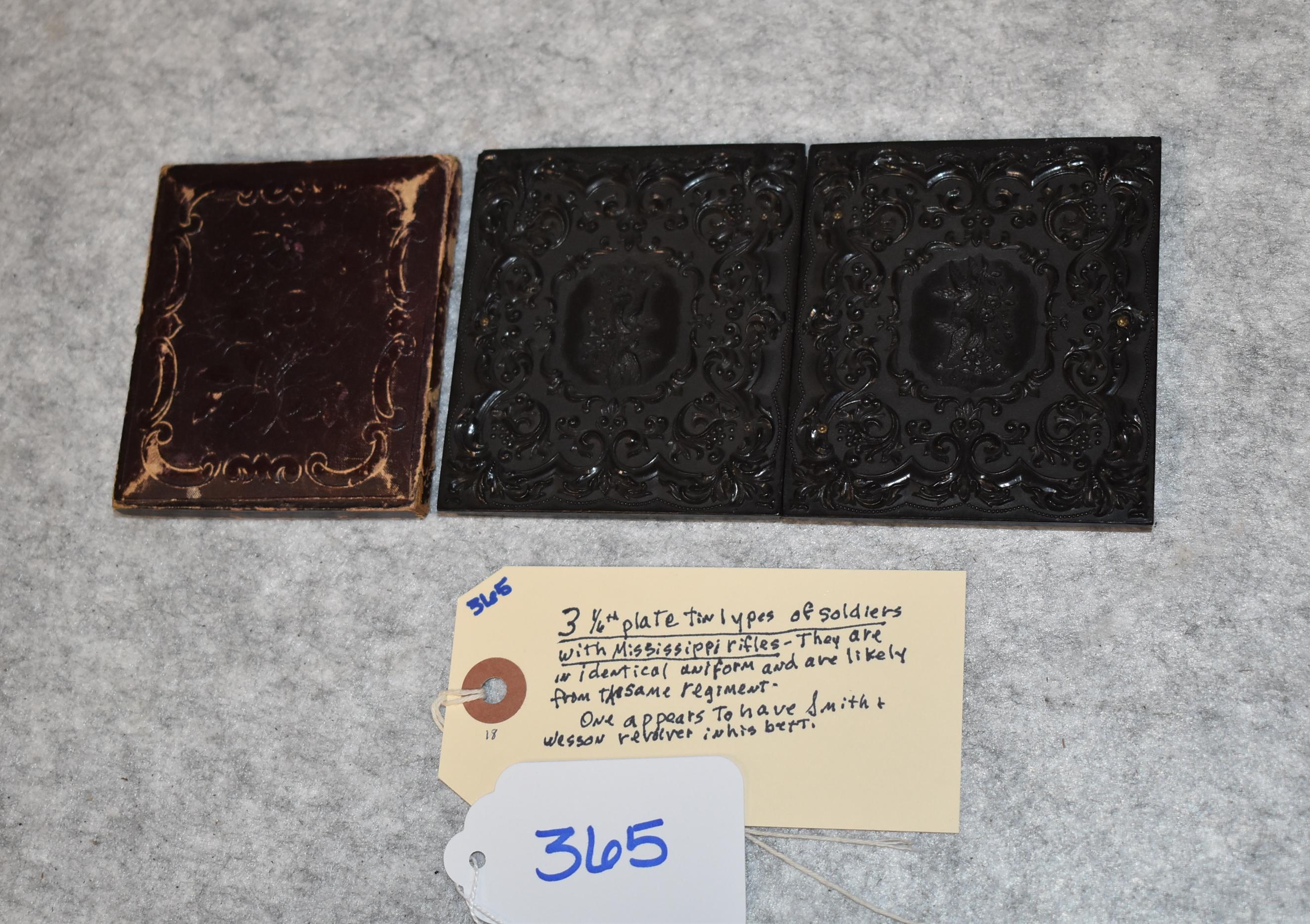 Lot of 3 1/6 Plate Tin Types of Soldiers w/Mississippi Rifles