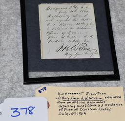 Endorsement Signature of Brig. Gen. J.H. Wilson
