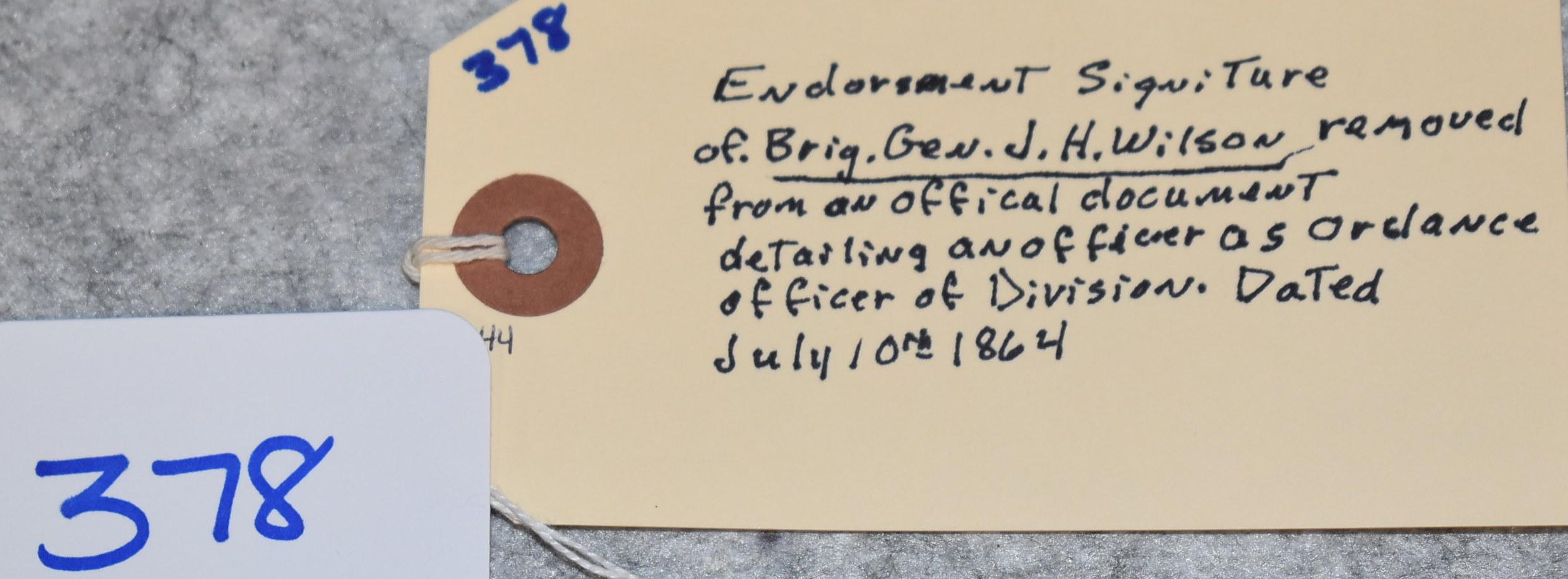 Endorsement Signature of Brig. Gen. J.H. Wilson