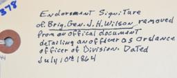 Endorsement Signature of Brig. Gen. J.H. Wilson