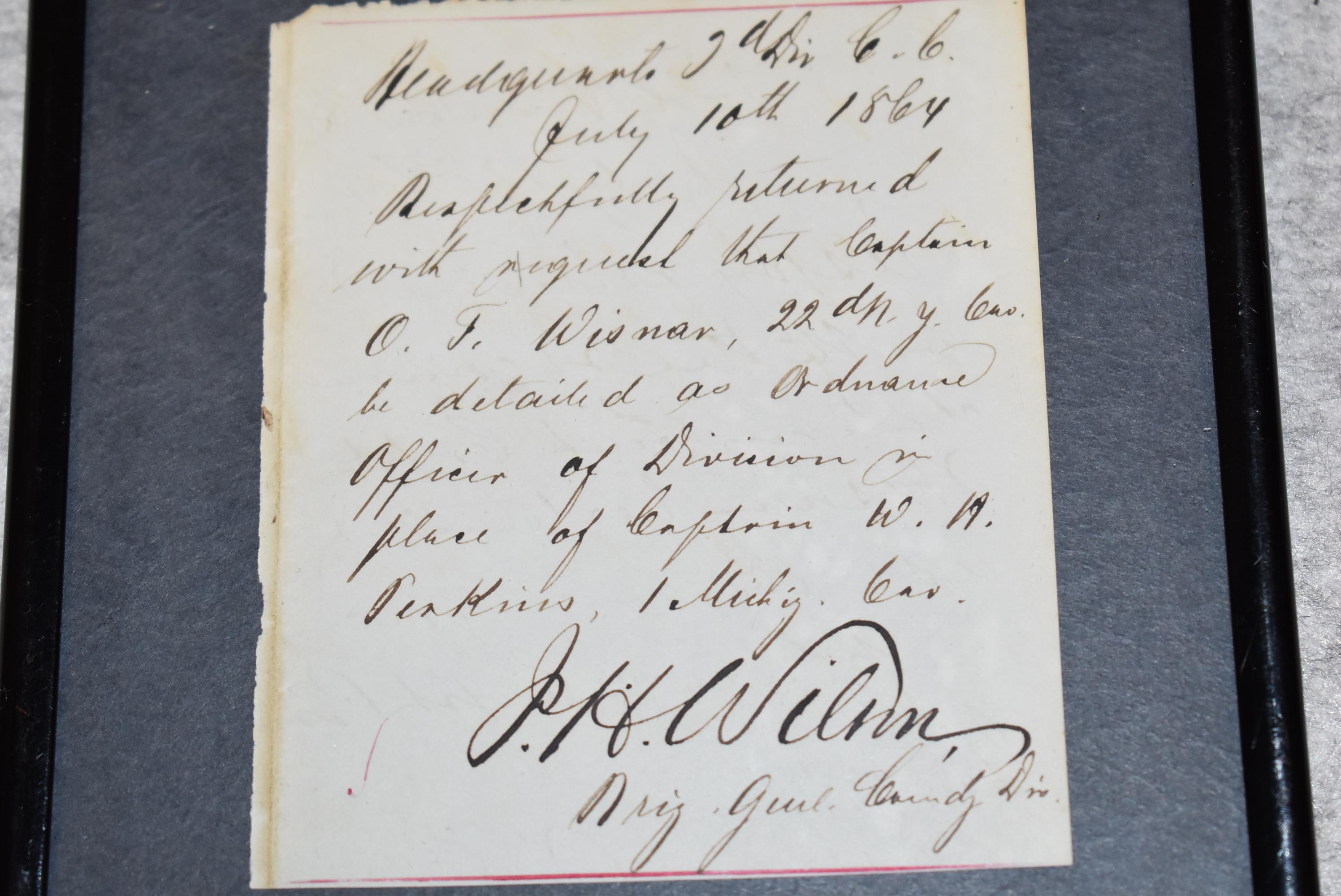 Endorsement Signature of Brig. Gen. J.H. Wilson