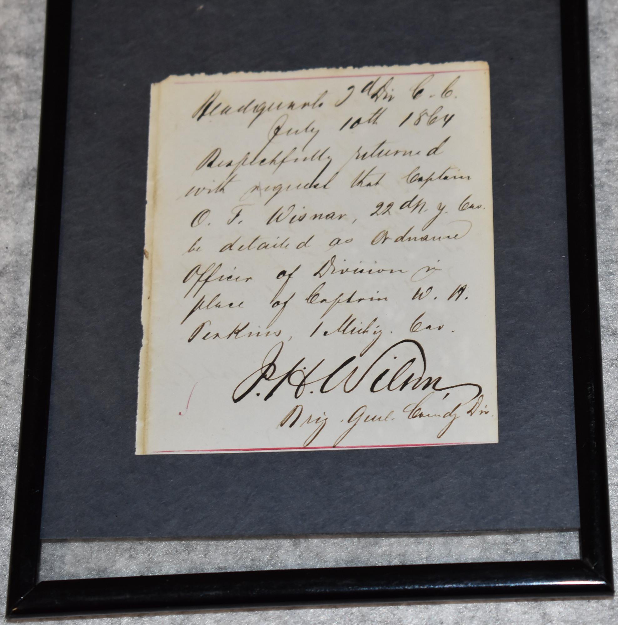 Endorsement Signature of Brig. Gen. J.H. Wilson