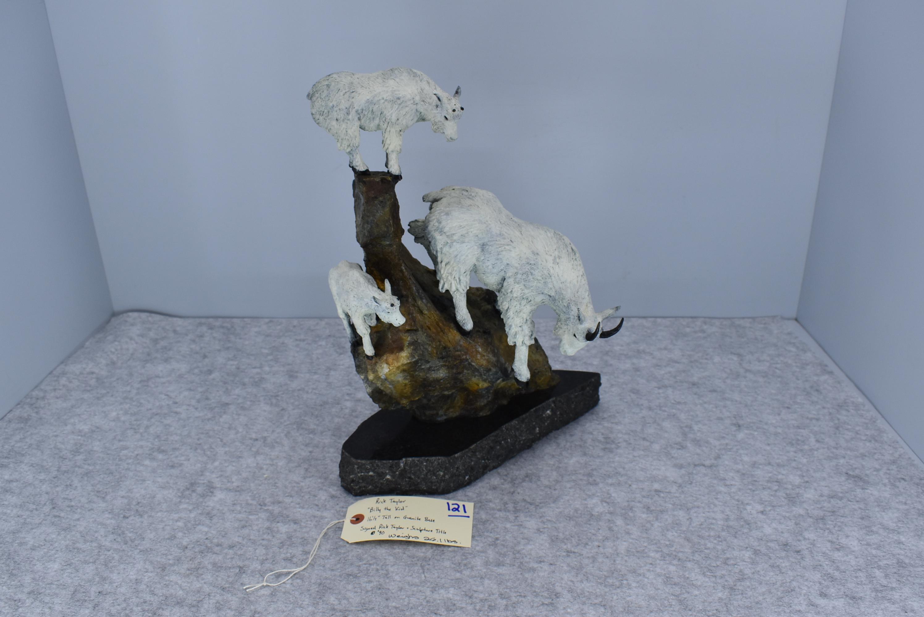 Signed Bronze – “Billy the Kid” of 3 Mountain Goats – By Rick Taylor – 16½” High – Weighs 26.1lbs. –