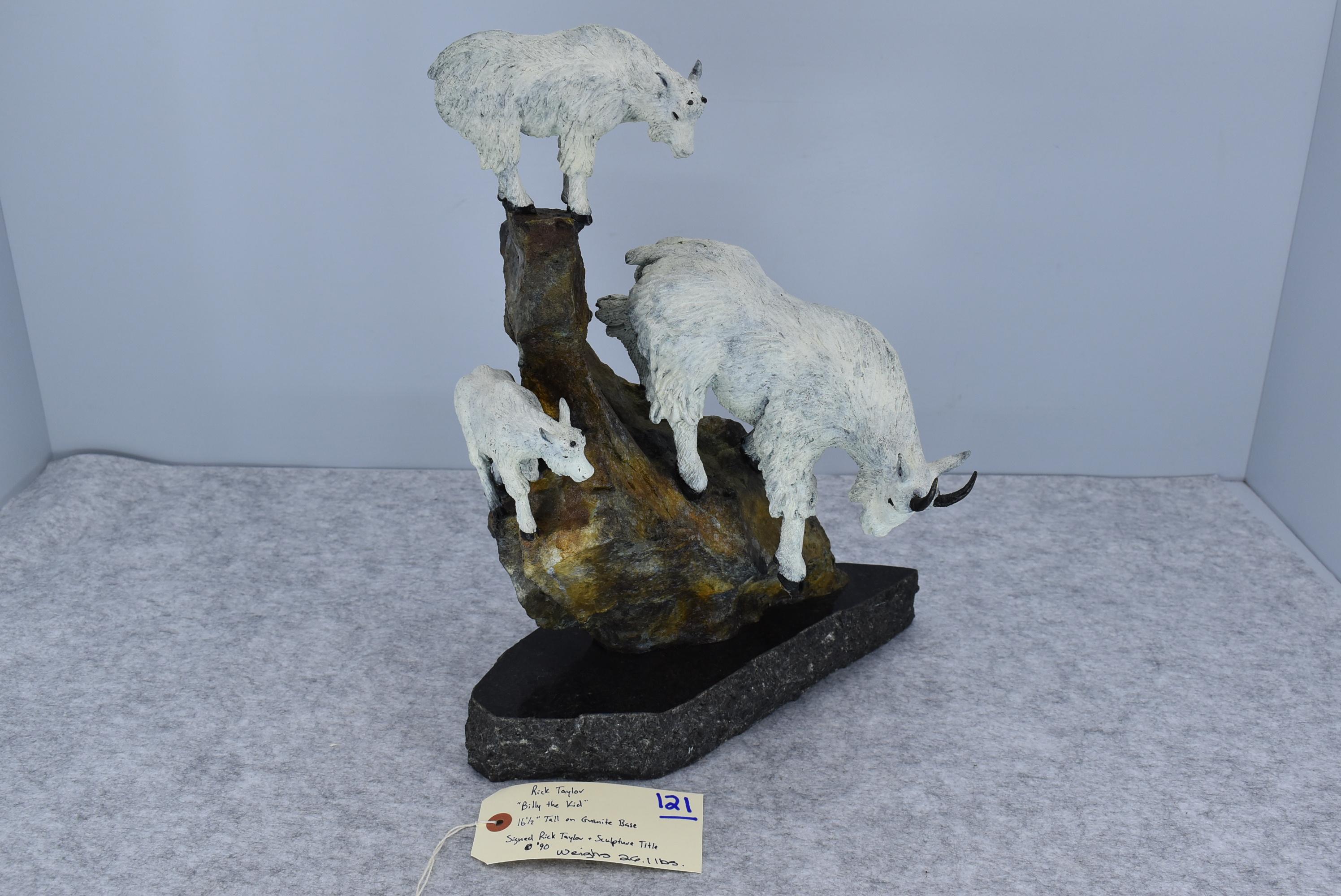 Signed Bronze – “Billy the Kid” of 3 Mountain Goats – By Rick Taylor – 16½” High – Weighs 26.1lbs. –