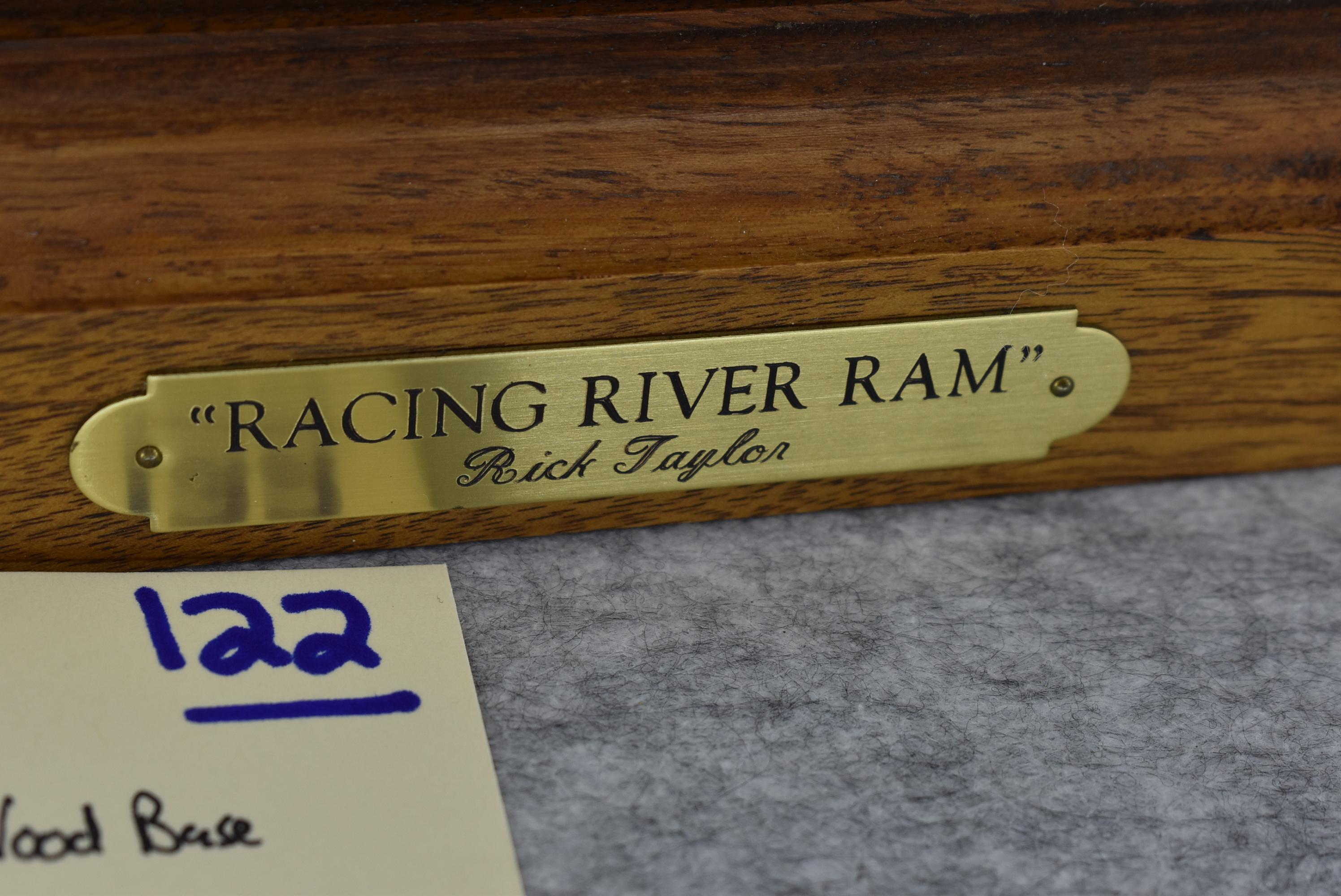 Signed Bronze – “Racing River Ram” of a Single Stone Sheep – By Rick Taylor – 14” High – Weighs 17.3
