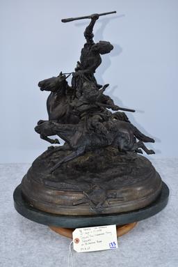 Bronze – Depicts 2 Horseman Being Pursued – Appears to Have No Makers Mark – 20” High & 17” Wide – W
