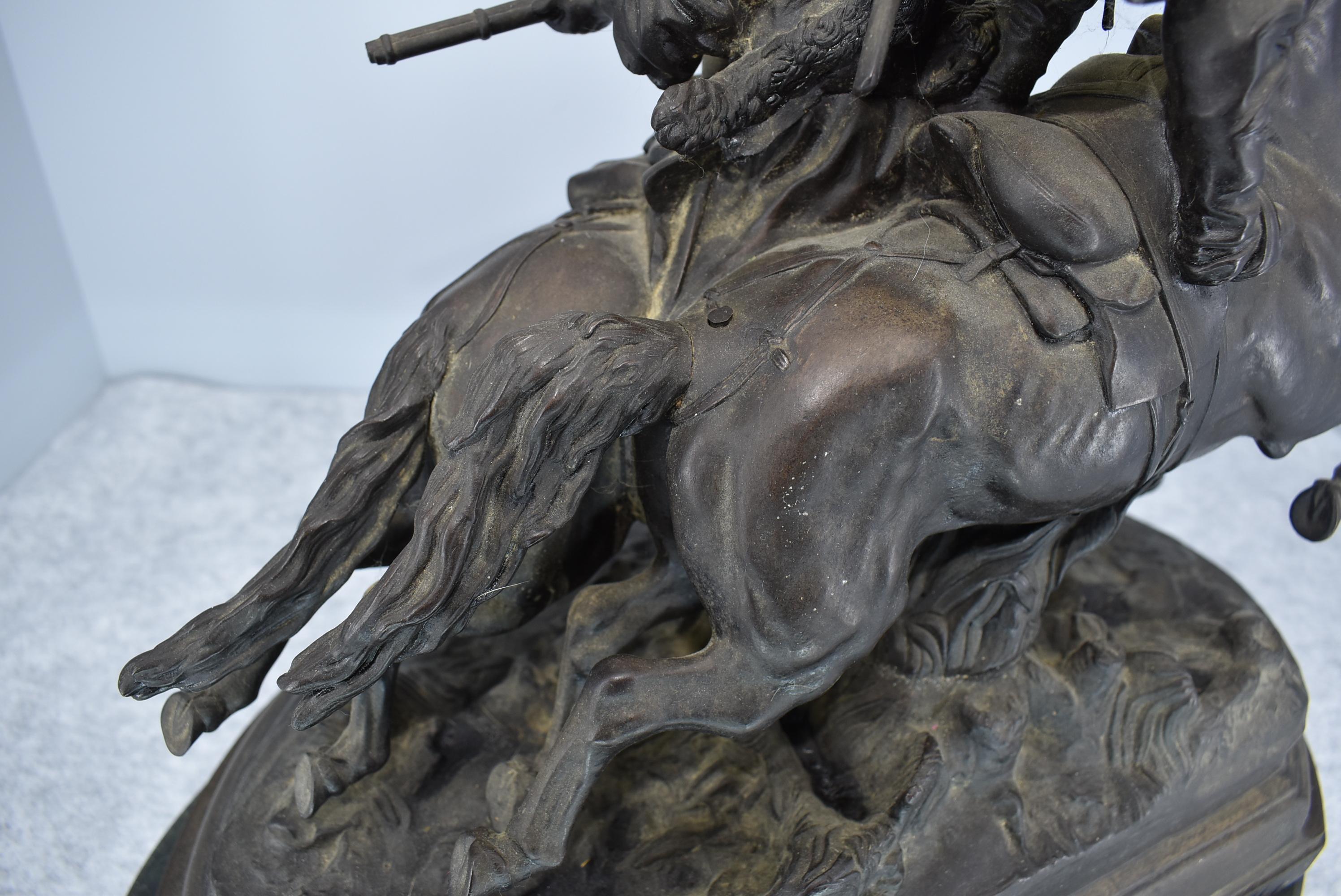 Bronze – Depicts 2 Horseman Being Pursued – Appears to Have No Makers Mark – 20” High & 17” Wide – W