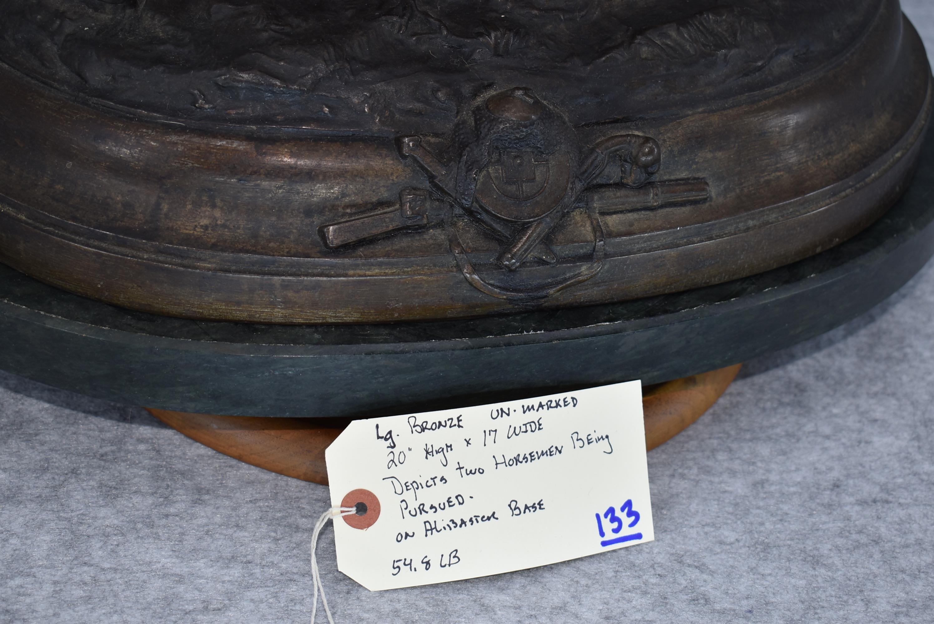 Bronze – Depicts 2 Horseman Being Pursued – Appears to Have No Makers Mark – 20” High & 17” Wide – W