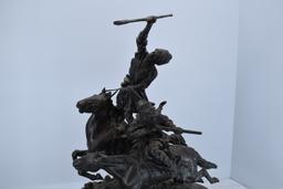 Bronze – Depicts 2 Horseman Being Pursued – Appears to Have No Makers Mark – 20” High & 17” Wide – W