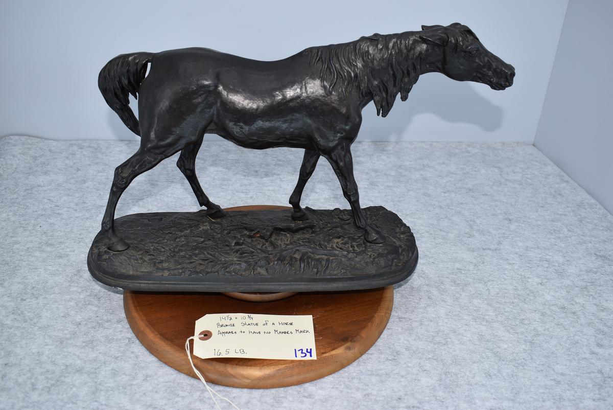 Bronze – Statue of a Horse – Appears to Have No Makers Mark – 14½” High & 10¾” Wide – Weighs 16.5lbs