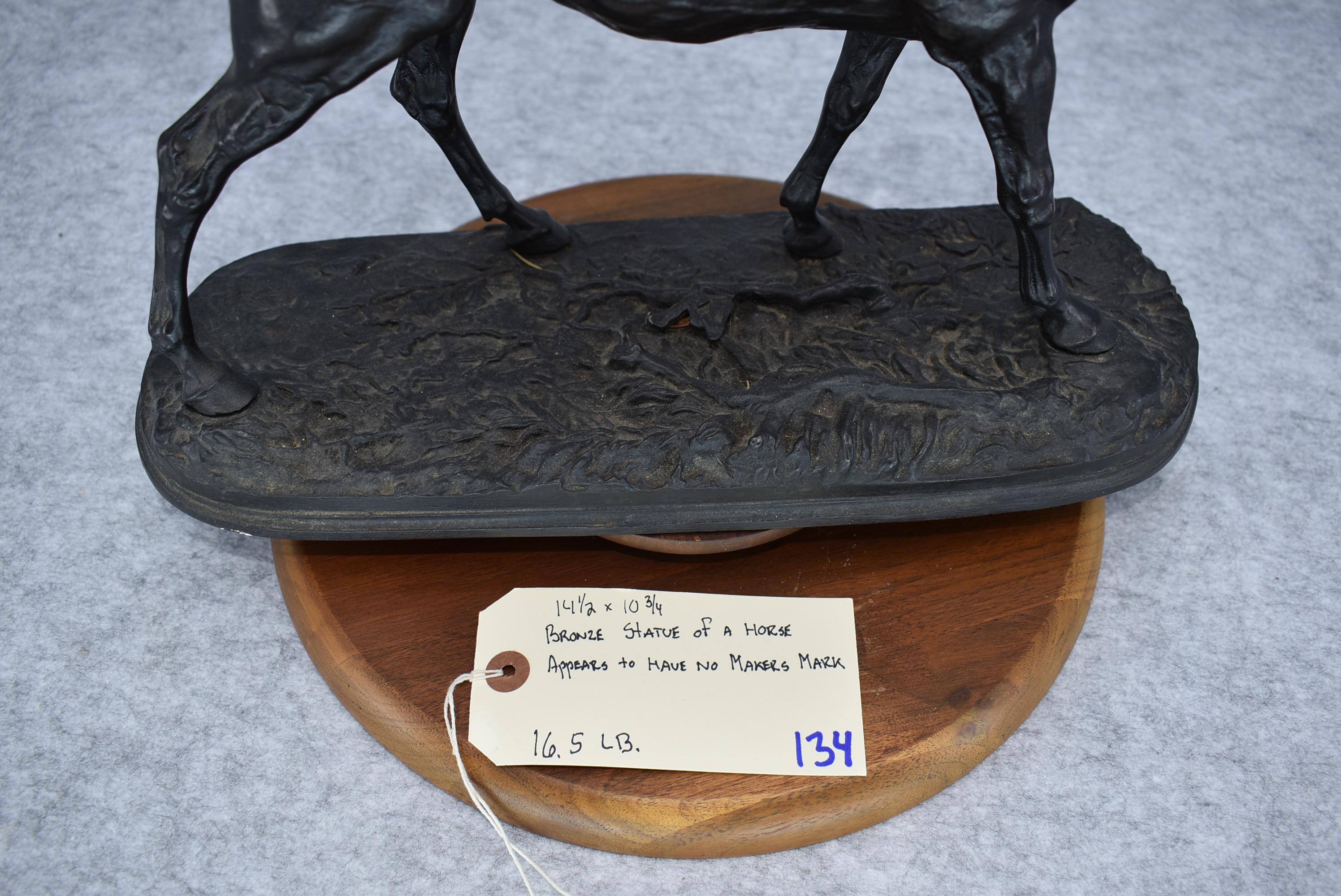 Bronze – Statue of a Horse – Appears to Have No Makers Mark – 14½” High & 10¾” Wide – Weighs 16.5lbs