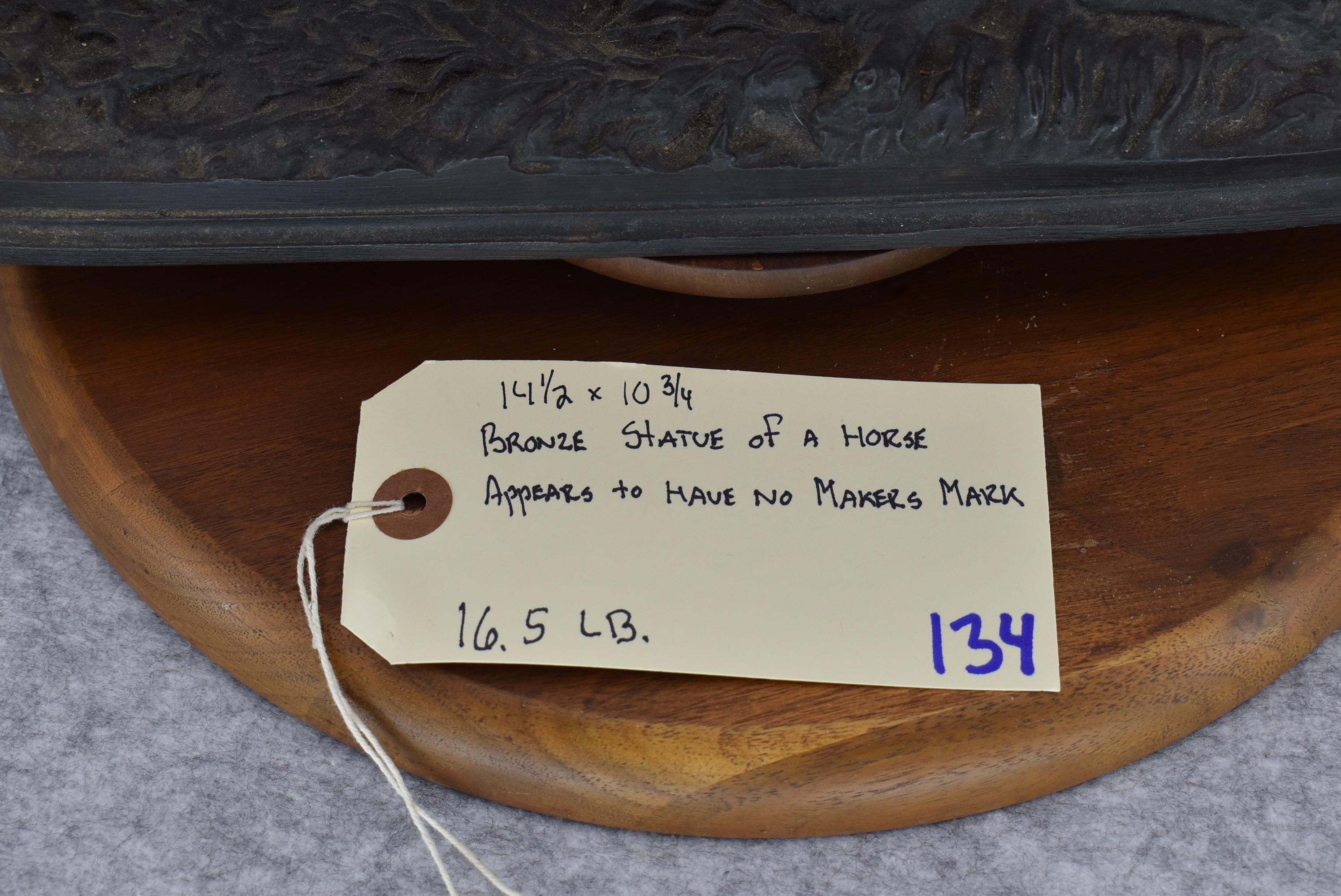 Bronze – Statue of a Horse – Appears to Have No Makers Mark – 14½” High & 10¾” Wide – Weighs 16.5lbs