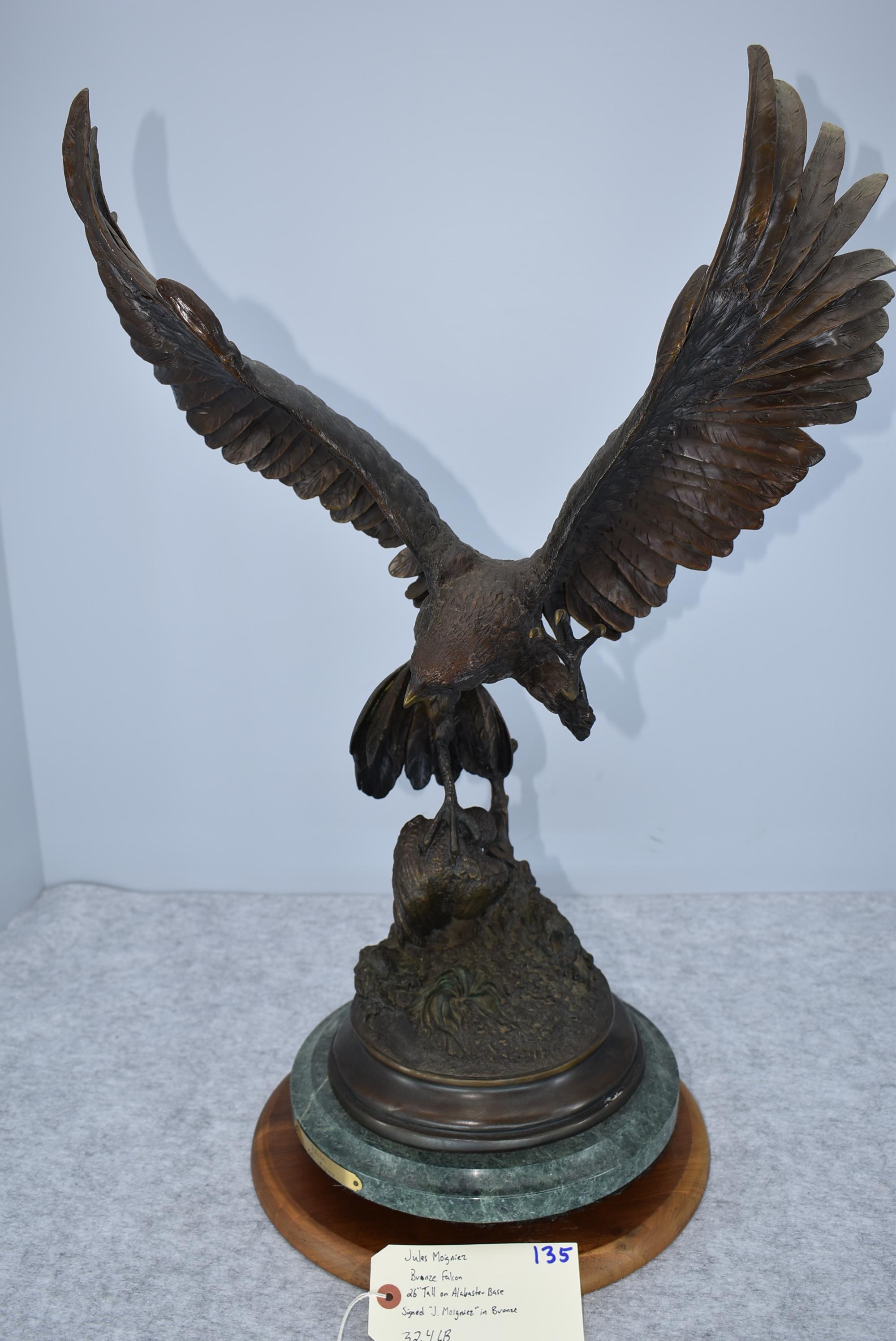 Bronze – “Falcon” – By Jules Moigniez – 26” High – Weighs 32.4lbs – Signed “J. Moigniez” on Bronze –