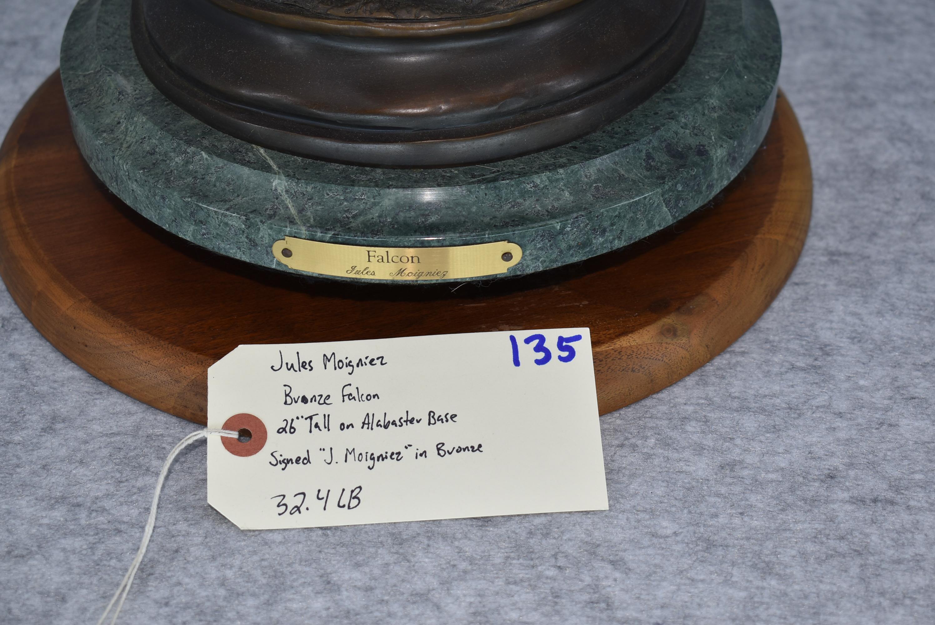 Bronze – “Falcon” – By Jules Moigniez – 26” High – Weighs 32.4lbs – Signed “J. Moigniez” on Bronze –