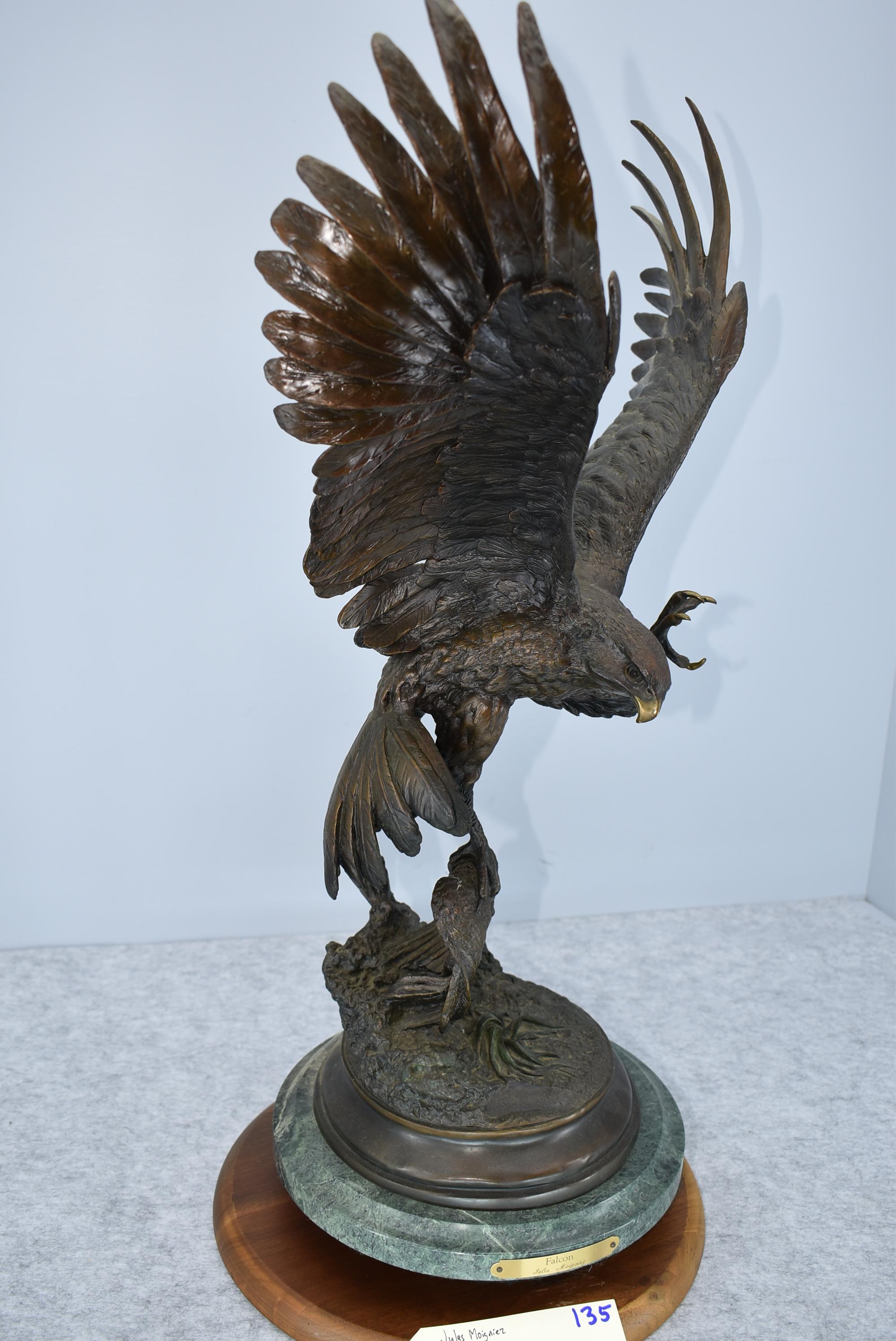 Bronze – “Falcon” – By Jules Moigniez – 26” High – Weighs 32.4lbs – Signed “J. Moigniez” on Bronze –