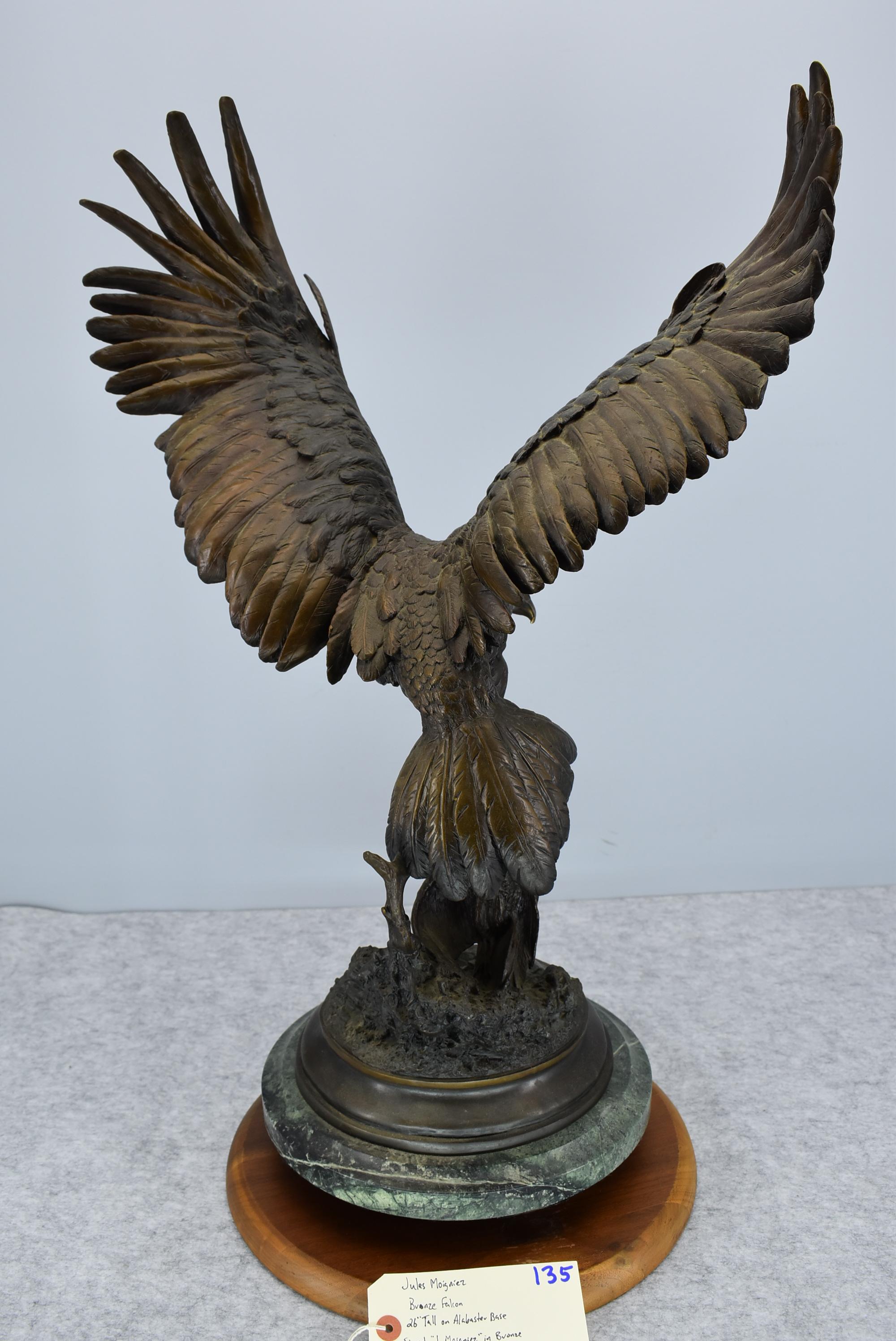Bronze – “Falcon” – By Jules Moigniez – 26” High – Weighs 32.4lbs – Signed “J. Moigniez” on Bronze –