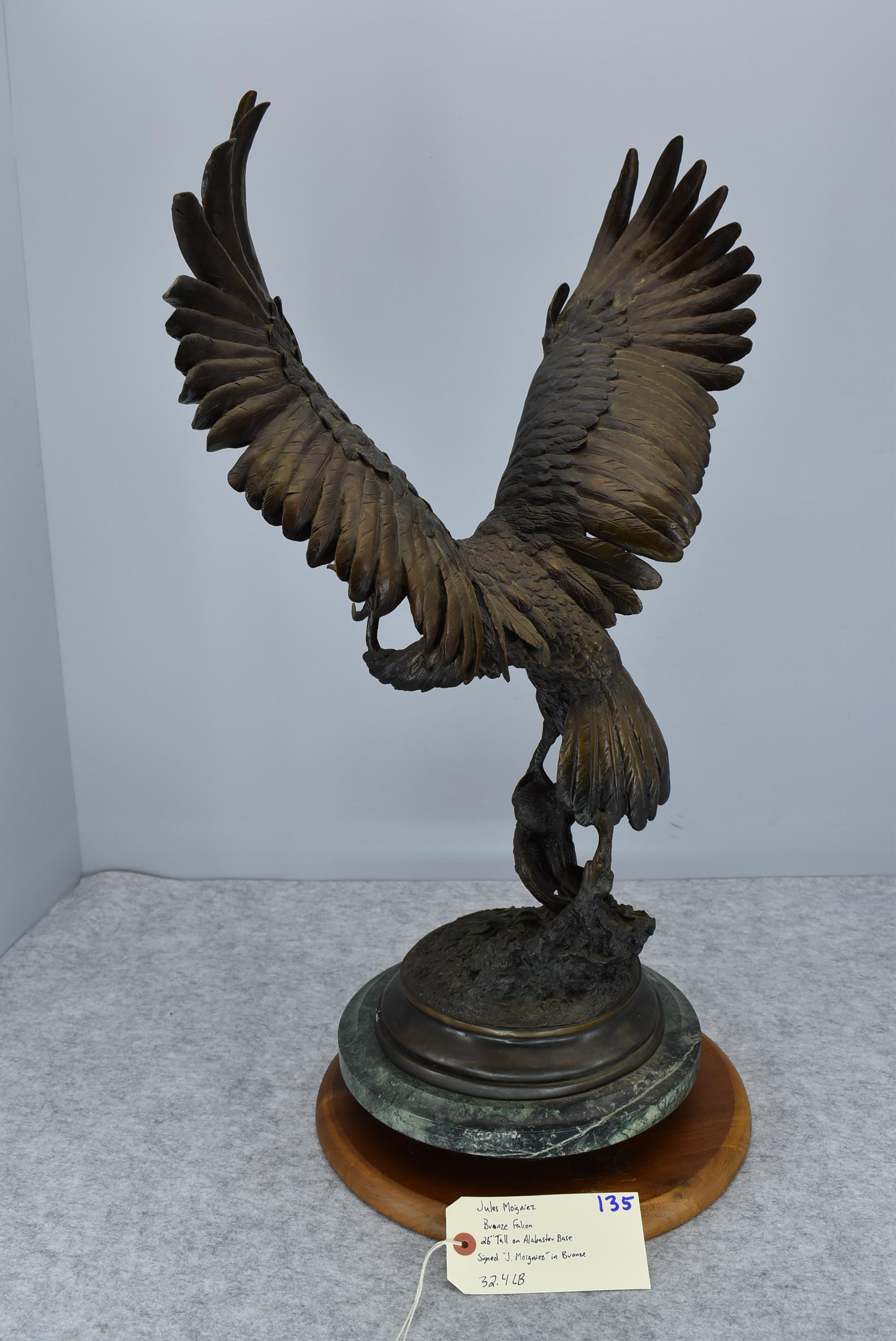 Bronze – “Falcon” – By Jules Moigniez – 26” High – Weighs 32.4lbs – Signed “J. Moigniez” on Bronze –