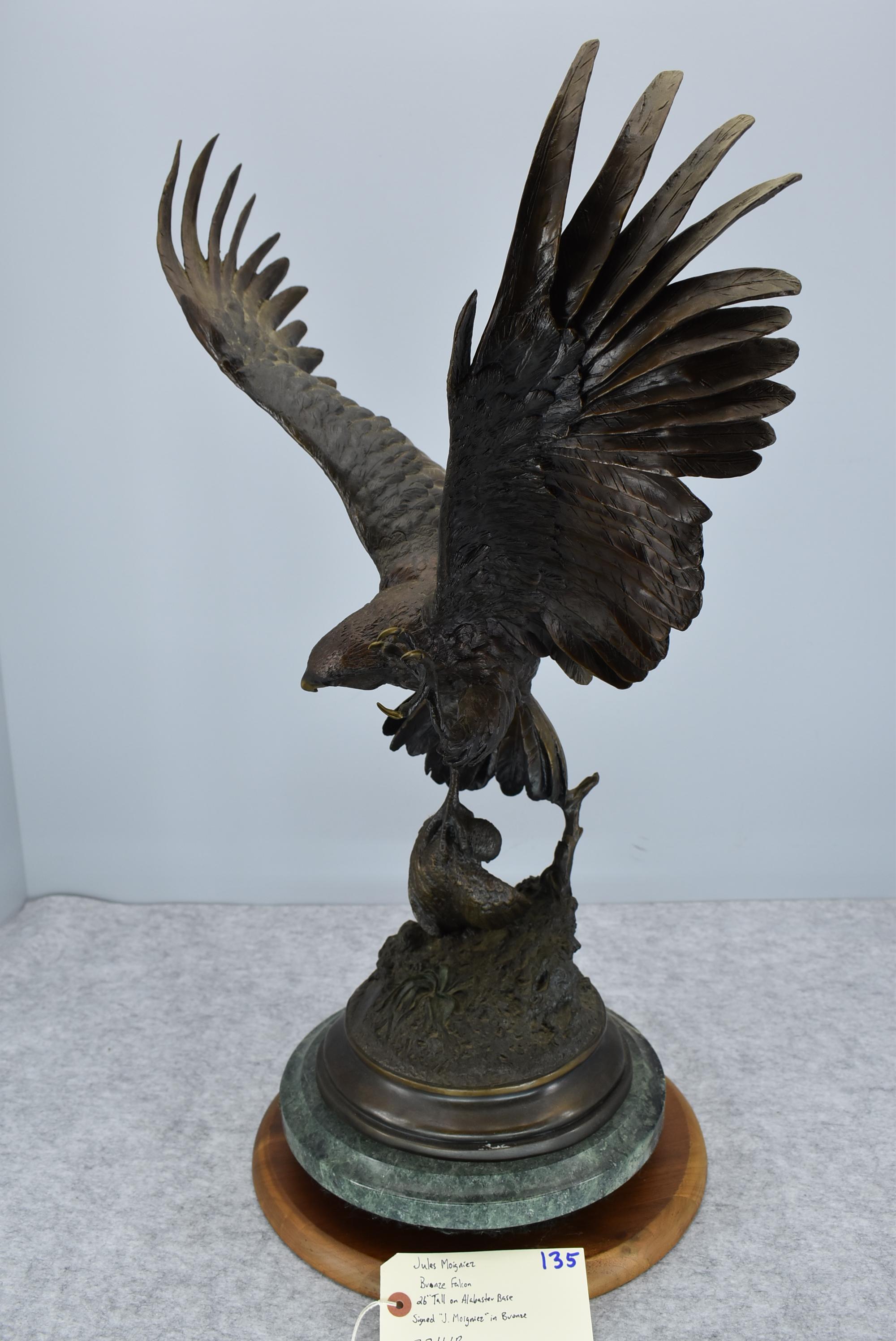Bronze – “Falcon” – By Jules Moigniez – 26” High – Weighs 32.4lbs – Signed “J. Moigniez” on Bronze –
