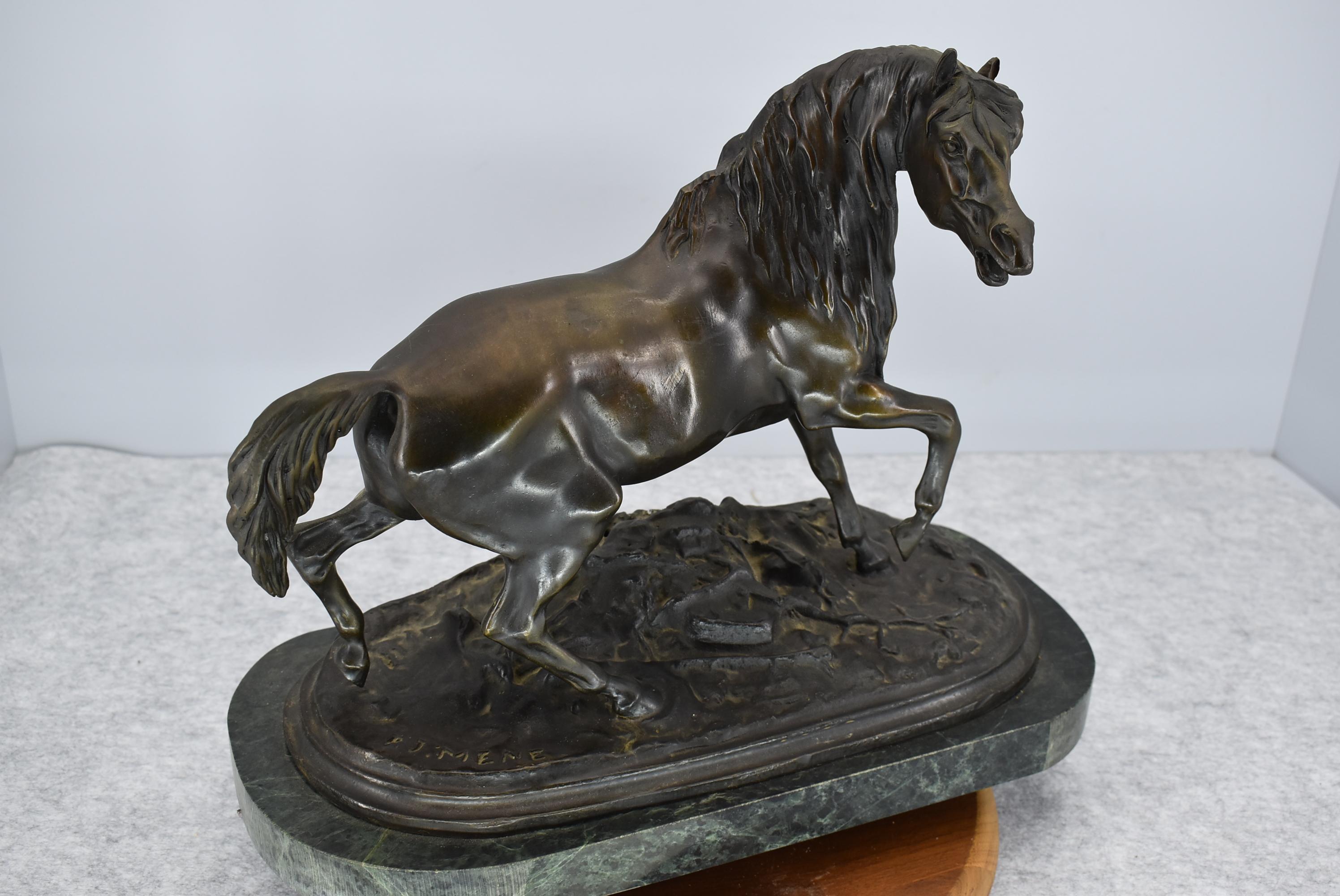 Bronze – Mustang (Single Mustang Horse) – By P. J. Mene – 11” High & 14” Wide – Weighs 28.4lbs – On