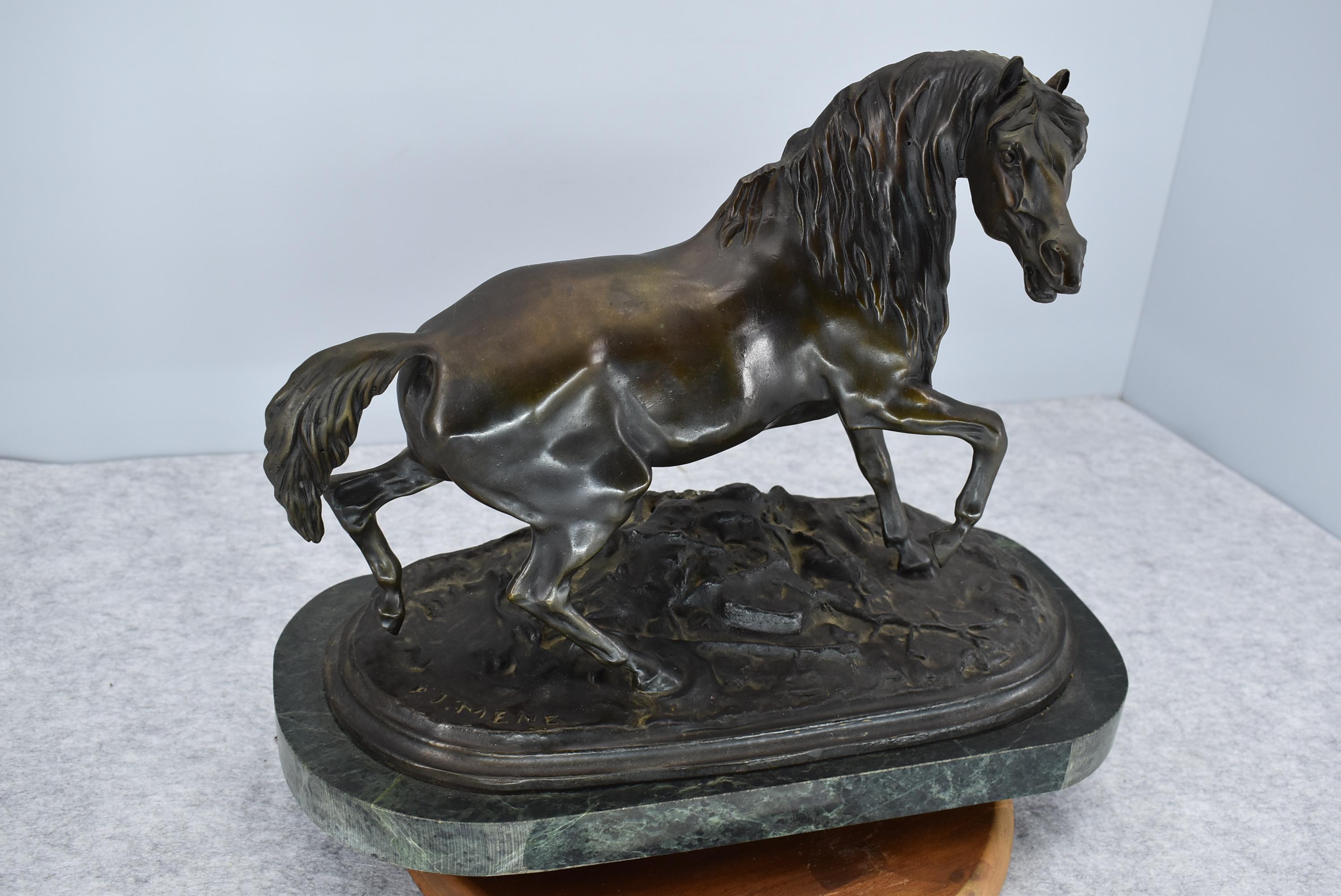 Bronze – Mustang (Single Mustang Horse) – By P. J. Mene – 11” High & 14” Wide – Weighs 28.4lbs – On