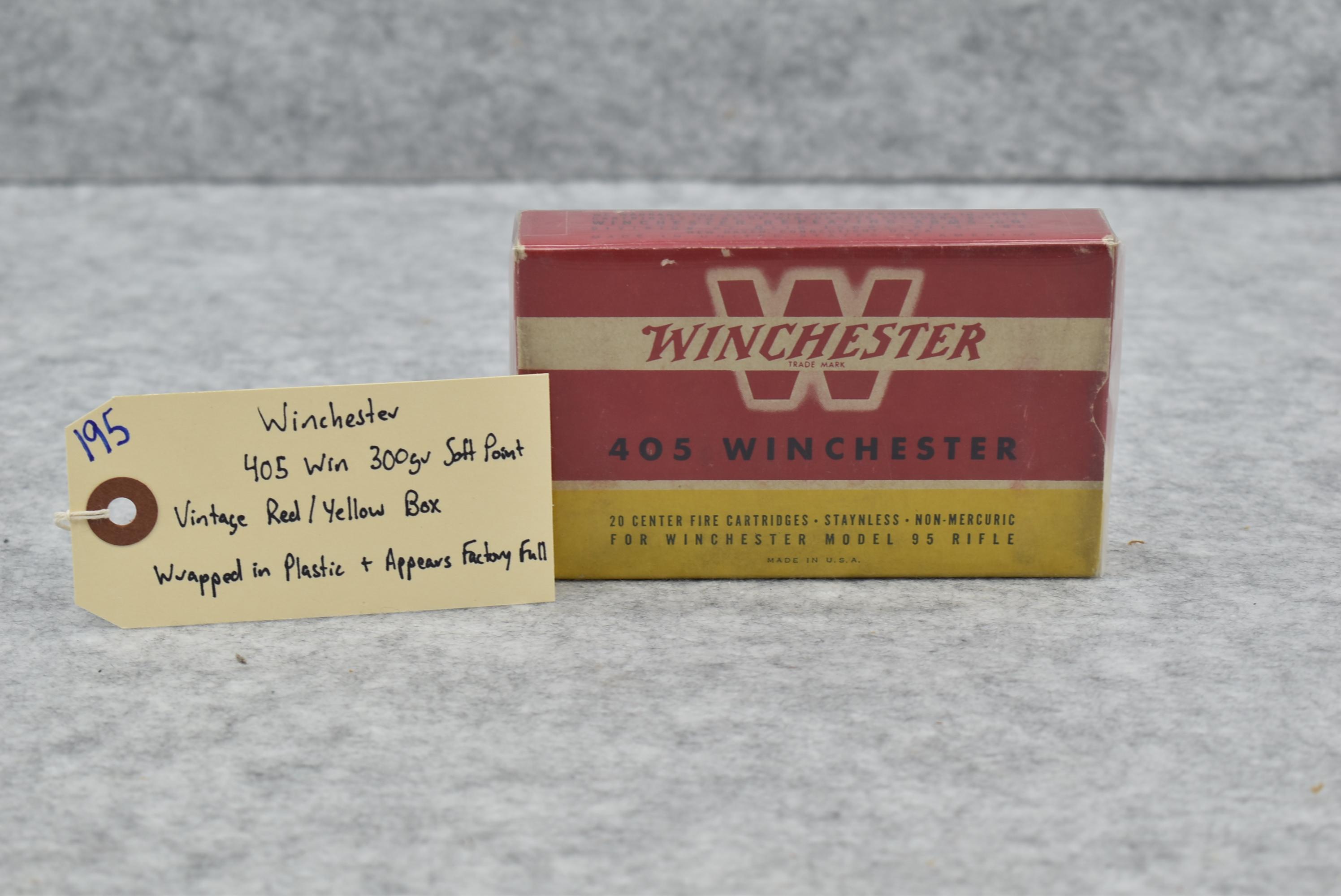Winchester – 405 Win. 300gr. Soft Point Vintage Red/Yellow Box – Appears Factory Full & Wrapped in P